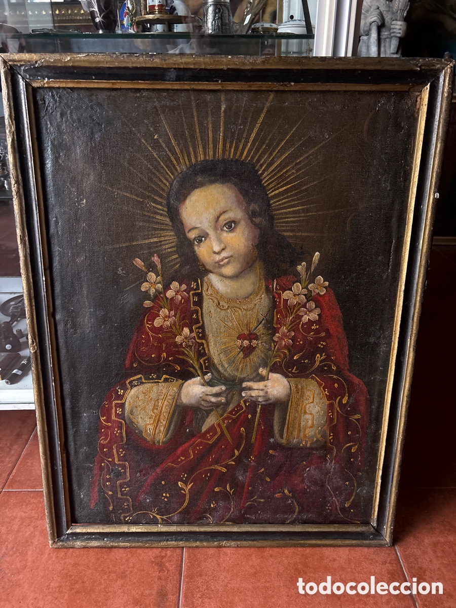 Arte: Olivo sobre lienzo ni&ntilde;o Jes&uacute;s