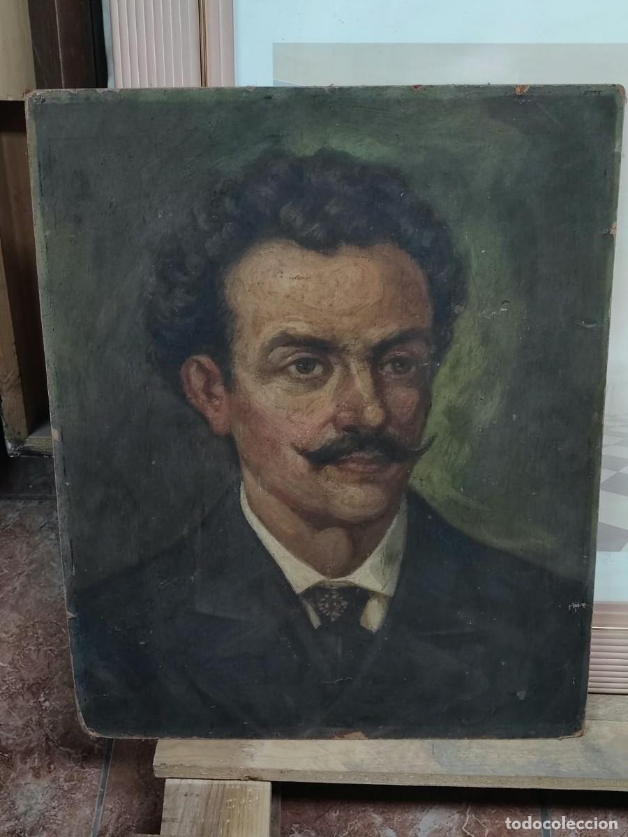 Arte: Antiguo retrato caballero, oleo sobre tabla, tablex. Buena pintura, medida 52X42 cms.