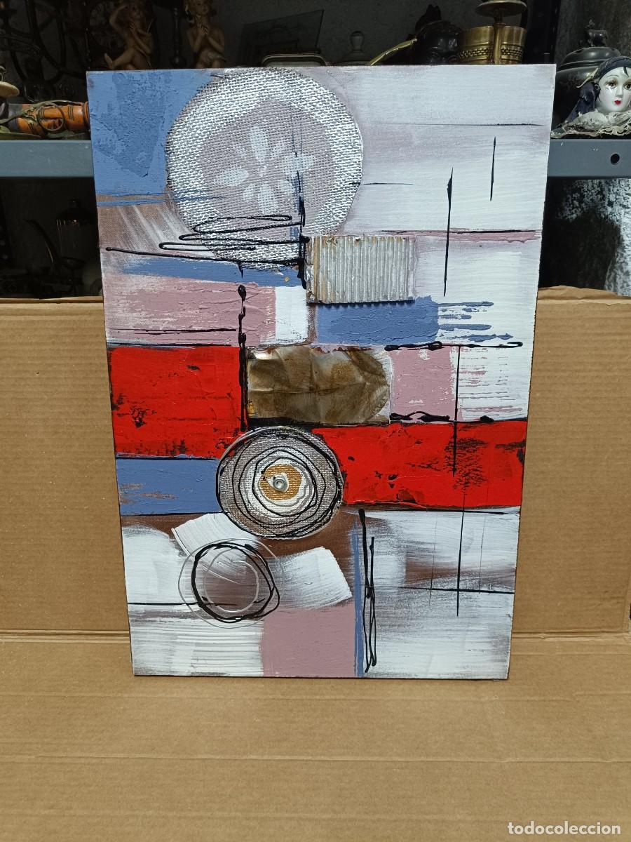 Arte: ANTIGUO CUADRO ABSTRACTO, TECNICA MIXTA SOBRE TELA, SIN FIRMA APARENTE, A IDENTIFICAR -F1