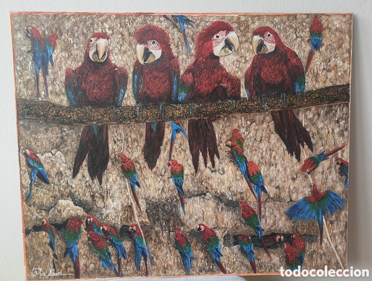 Arte: Original Painting &rdquo;Scarlet Macaws&rdquo; &ndash; Flor Naves (Spanish Artist)