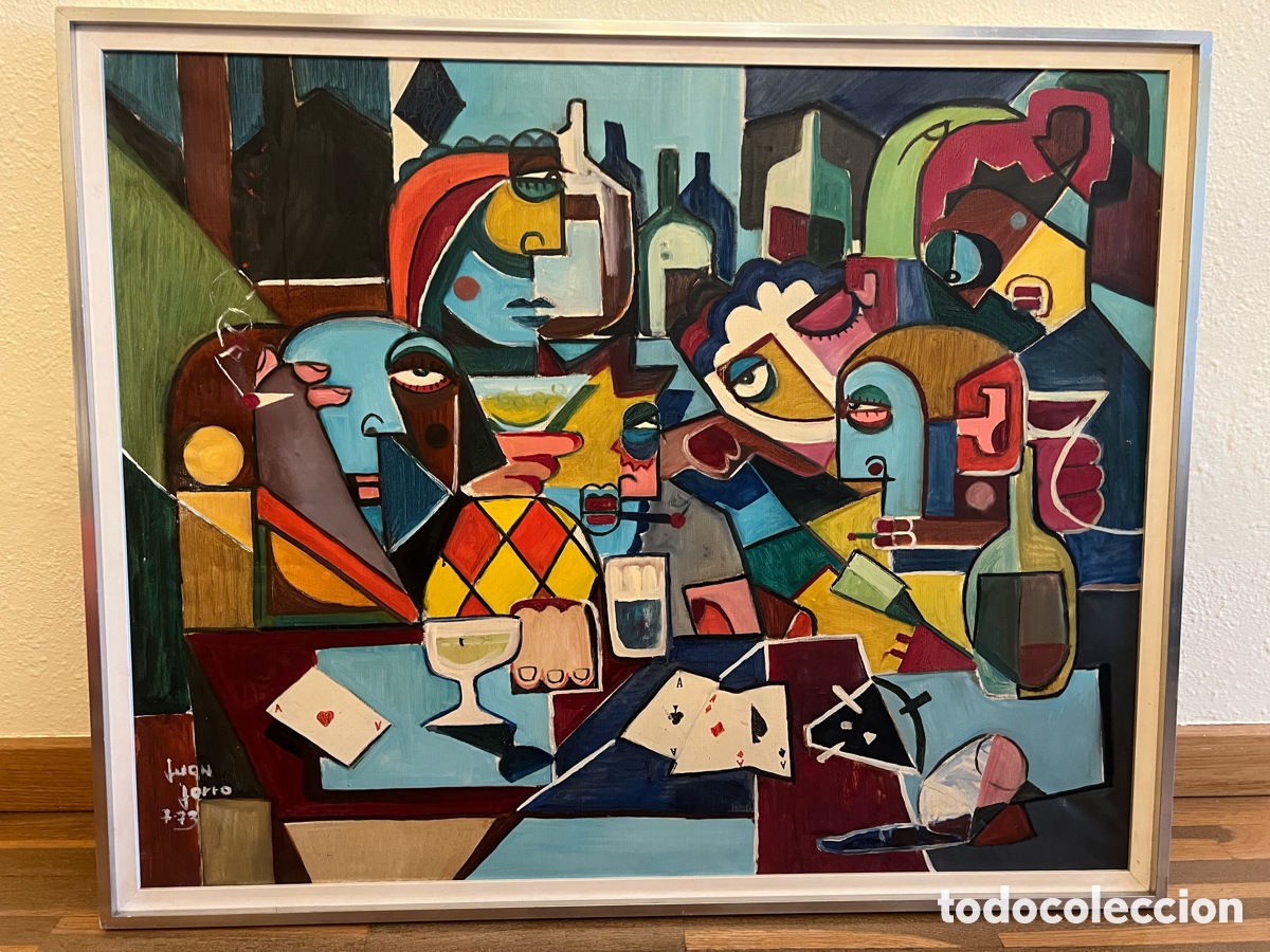Arte: &Oacute;leo sobre lienzo &rdquo;Jugadores de Cartas&rdquo; &ndash; Juan Jorro Mart&iacute;nez (1973)