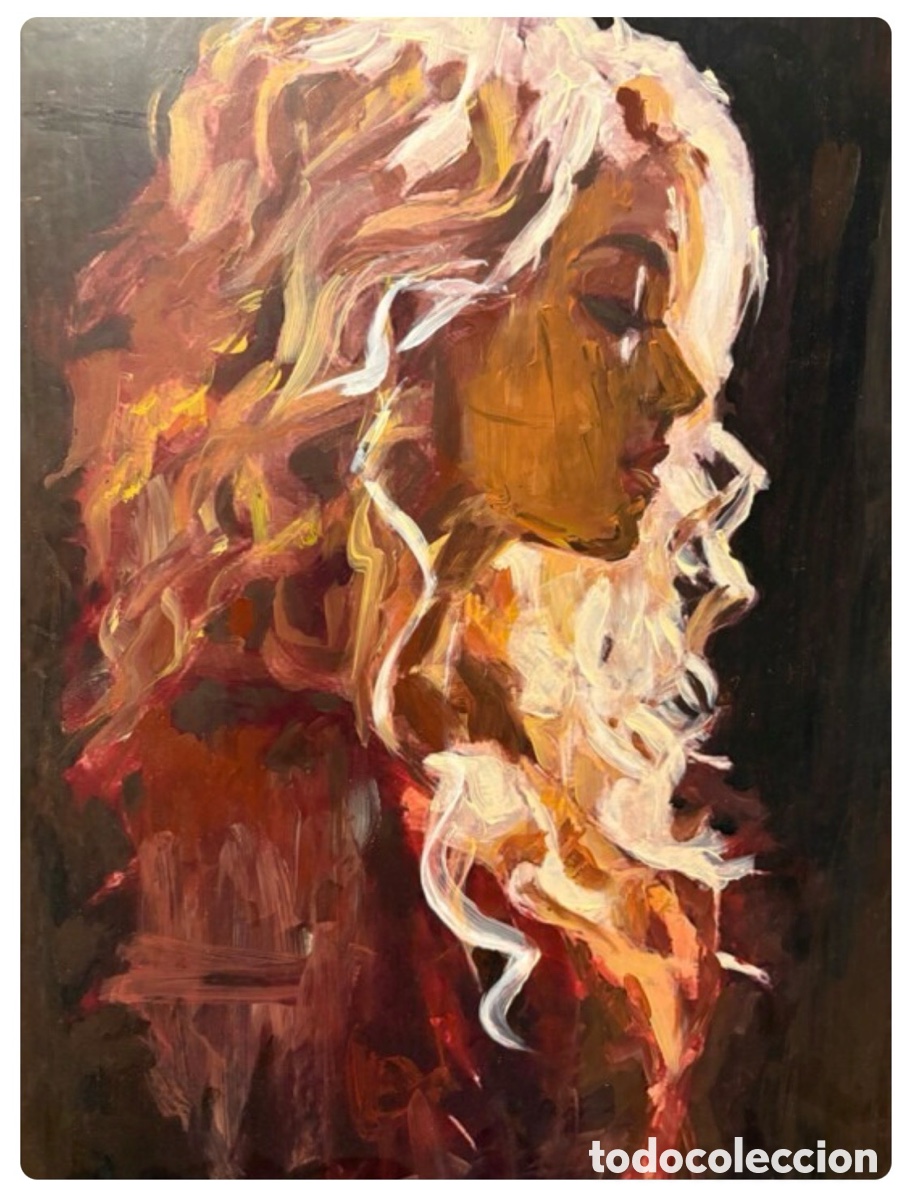 Arte: Cuadro pintado a mano en acr&iacute;lico de mujer