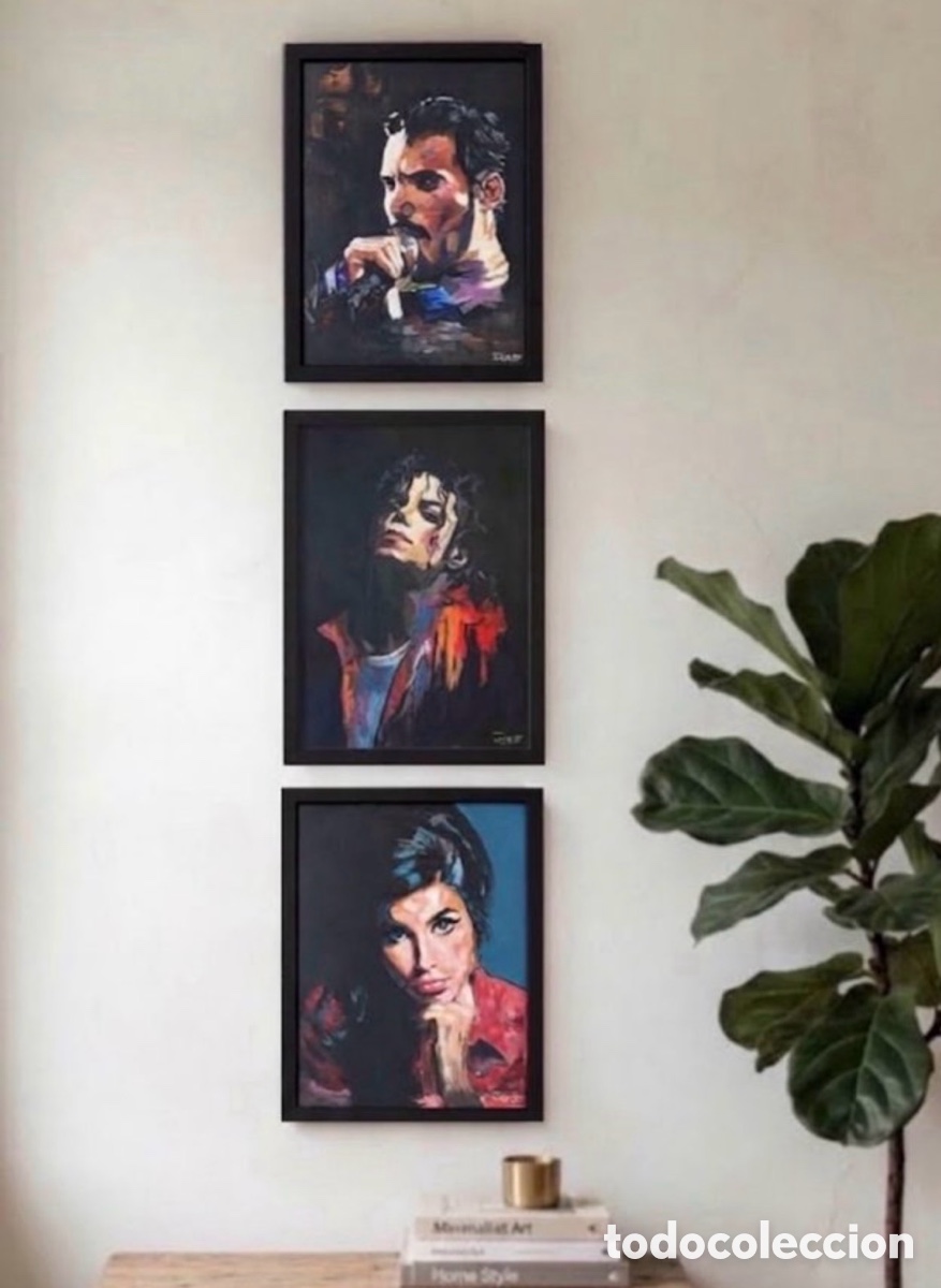 Arte: Set de 3 cuadros pintados a mano en acr&iacute;lico