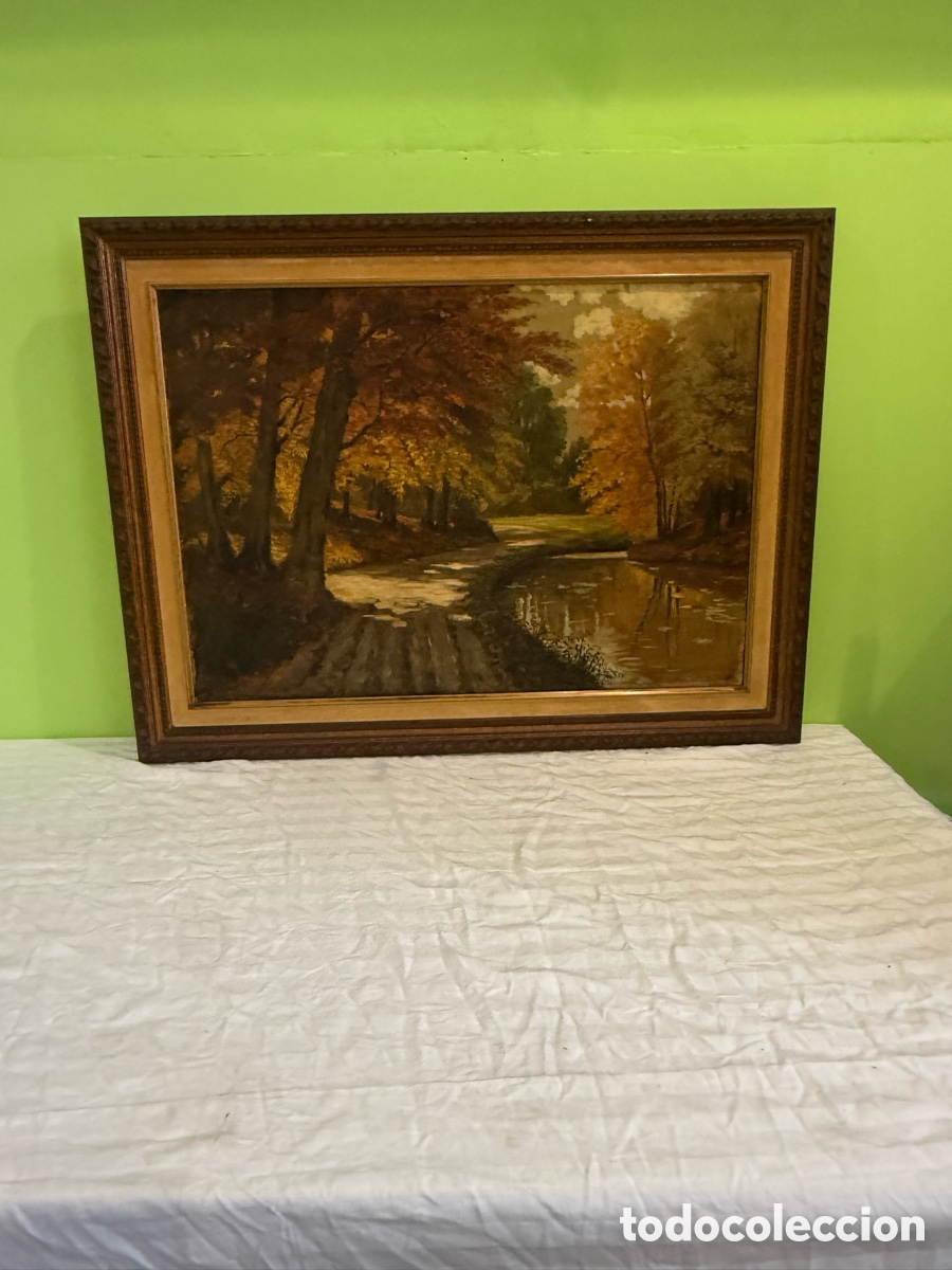Arte: Gran &oacute;leo sobre lienzo firmado y fechado 1929 &ndash; Paisaje europeo &ndash; Obra a estudiar