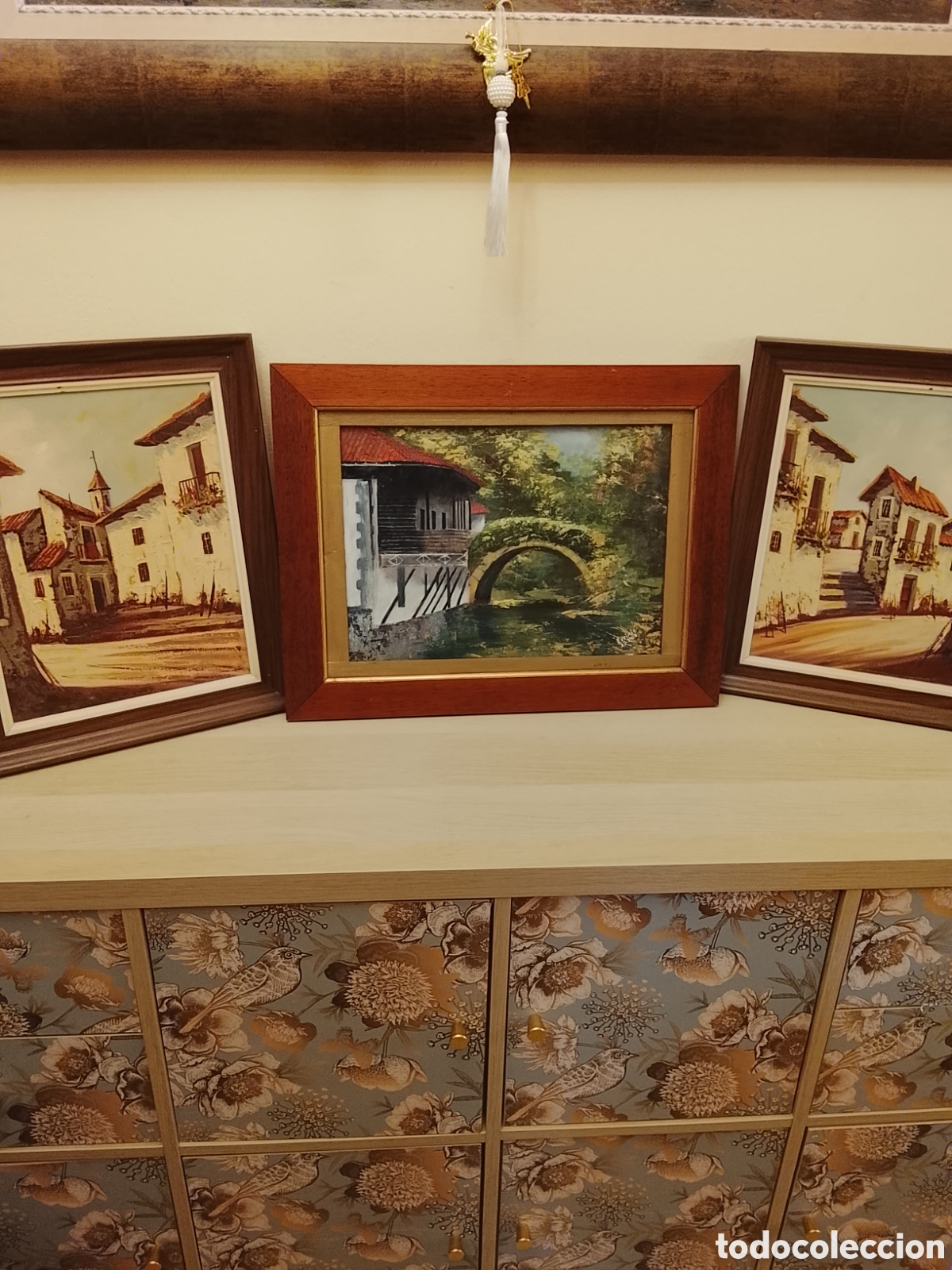 Arte: Lote de 3 cuadros pintados al &oacute;leo .Miden 35x42 ,y 40x54 ,marcos incluidos .Uno est&aacute; firmado .