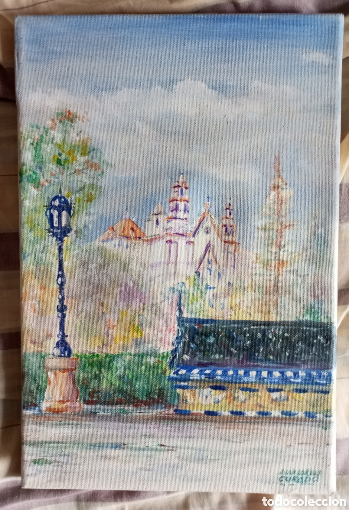 Arte: C&aacute;diz pintura al oleo del pintor gaditano juan Carlos Curado a&ntilde;o 2000 mide 33x22 cm