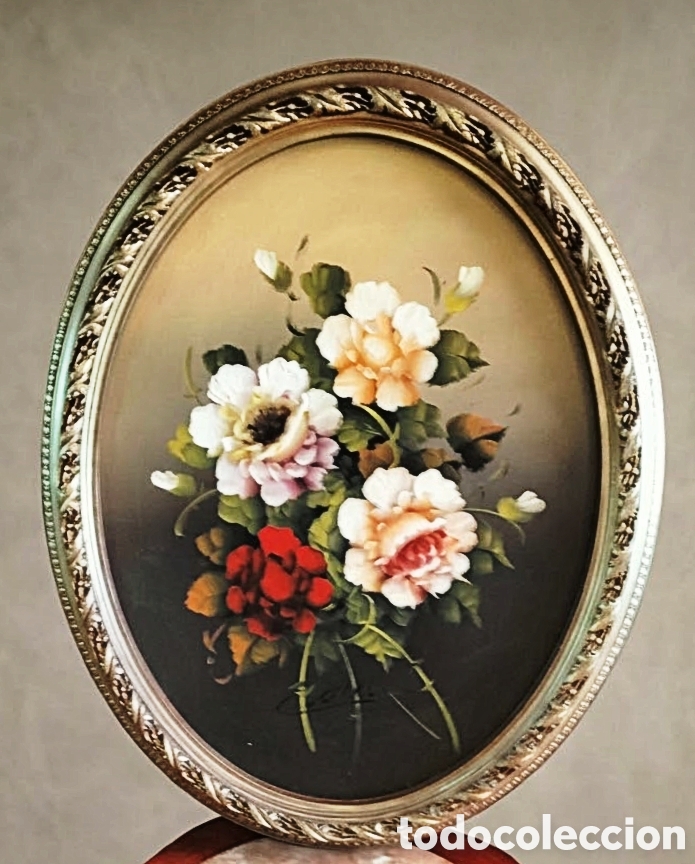 Arte: OLEO SOBRE TABLA - BODEGON FLORAL - - Foto 3