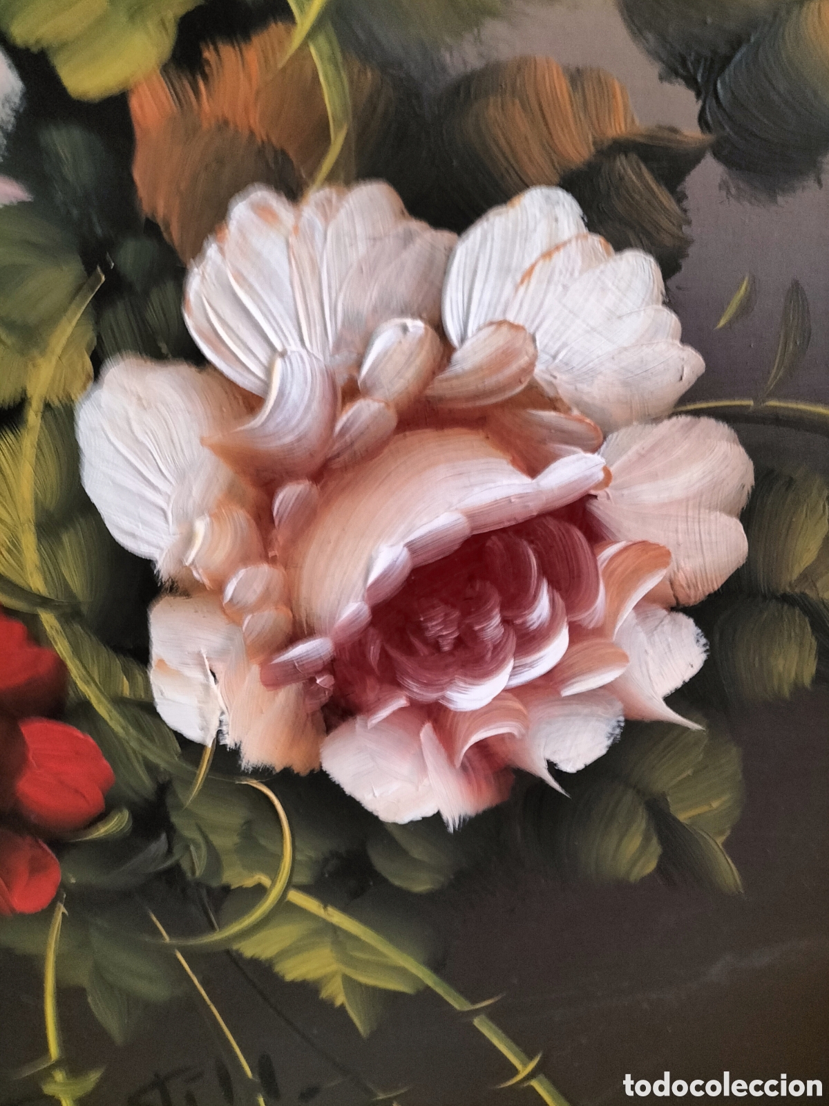 Arte: OLEO SOBRE TABLA - BODEGON FLORAL - - Foto 6