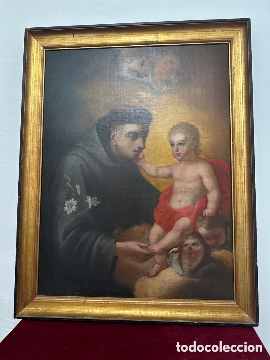 Arte: Arte Sacro. Excepcional San Antonio de Padua con El Ni&ntilde;o. Siglo XVIII
