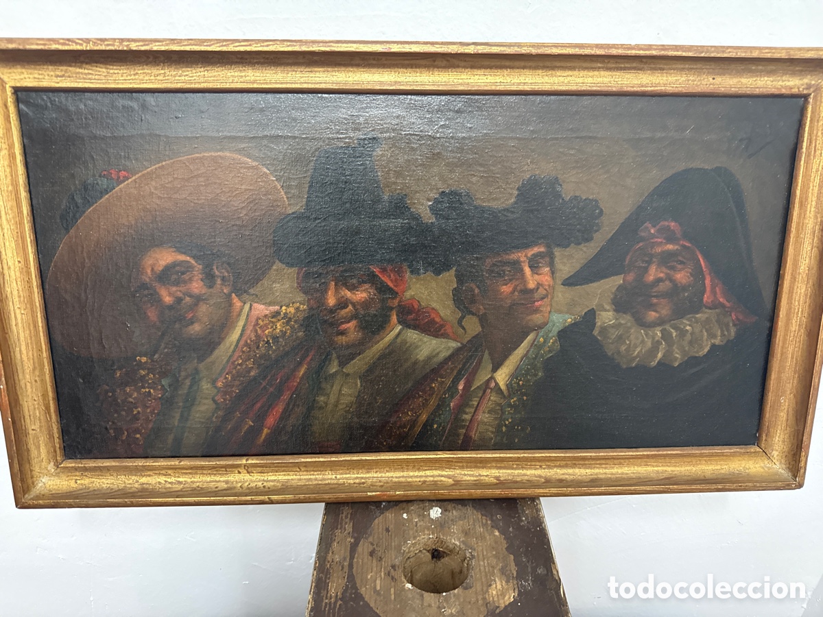 Arte: &Oacute;leo sobre lienzo firmado Benito Belli. Bandolero, torero, gitano