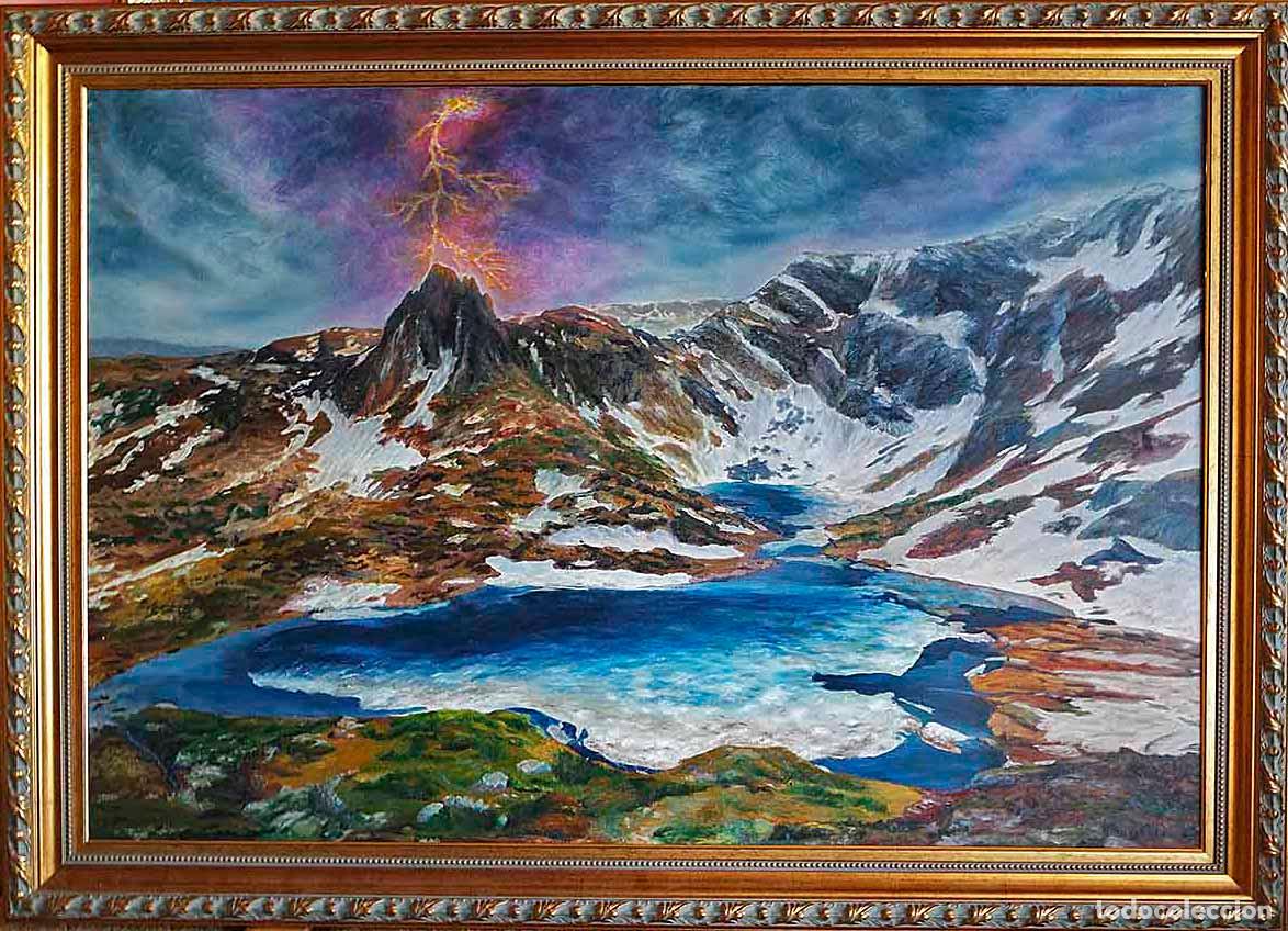 Kunst: Pintura al &oacute;leo original &ndash; Siete Lagos de Rila, Bulgaria &ndash; Paisaje de monta&ntilde;a