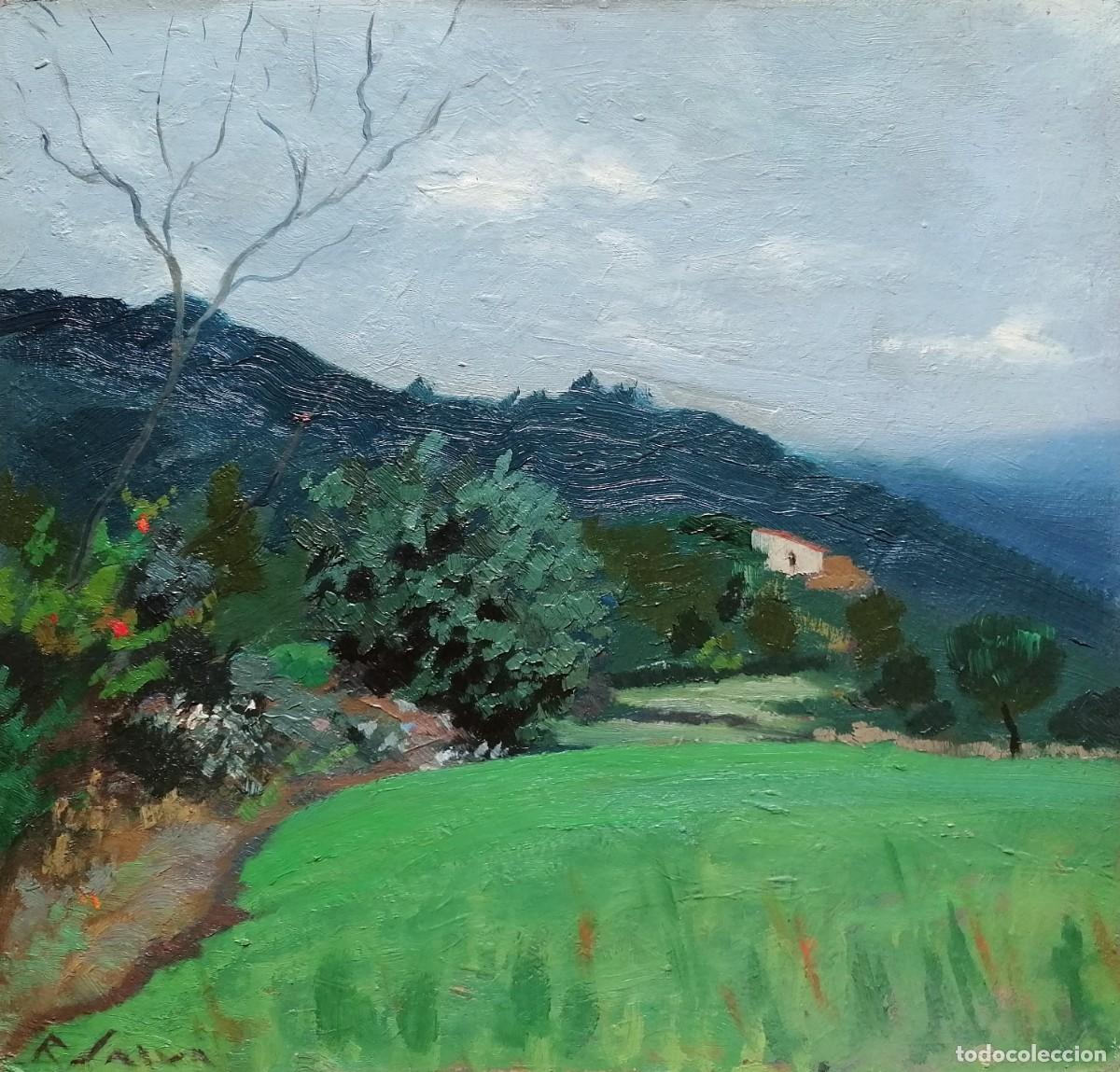 Arte: RAFAEL SALV&Agrave; BALAGUER (Palma de Mallorca, 1904). &Oacute;leo/carton&eacute; 37 x 35 cm. Tarda plujosa. Firmado.