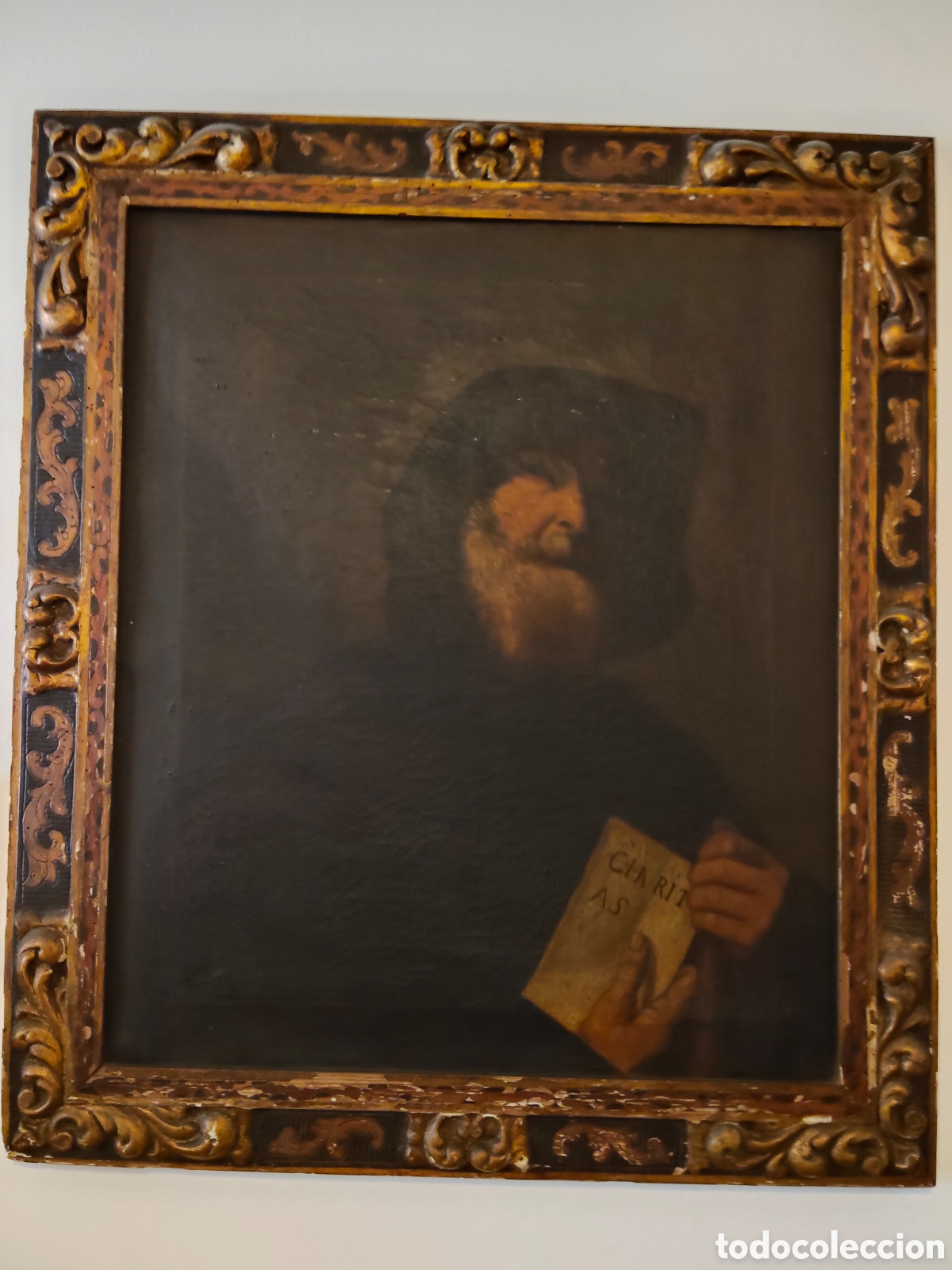 Arte: Antiguo &oacute;leo religioso sobre lienzo