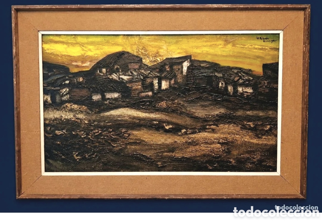 Arte: Ribera Berenguer (Valencia,1935-Castell&oacute;n,2016) &rdquo;Casas de pueblo&rdquo; &oacute;leo sobre tablex (56 x 96) 1968