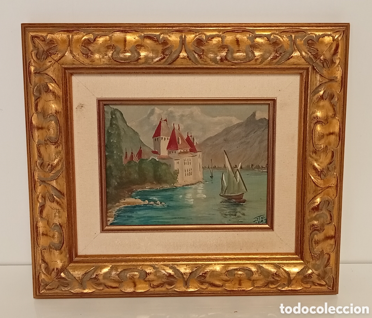 Art: CUADRO DE OLEO SOBRE TABLA CASTILLO DE CHILLON