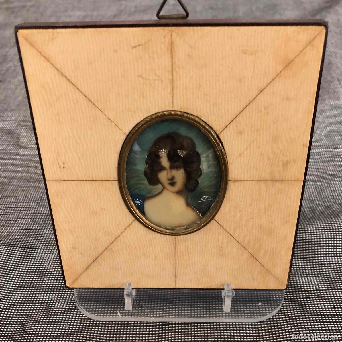 Arte: MINIATURA RETRATO FEMENINO INSPIRACION IMPERIO O ROMANTICA. FIRMADA ET. A&Ntilde;O 1920