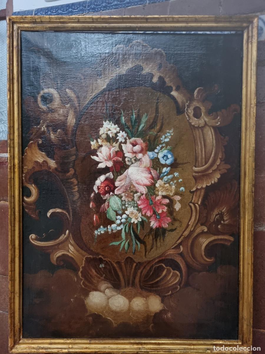 Arte: Pintura rococo S.XVIII flores y rocalla