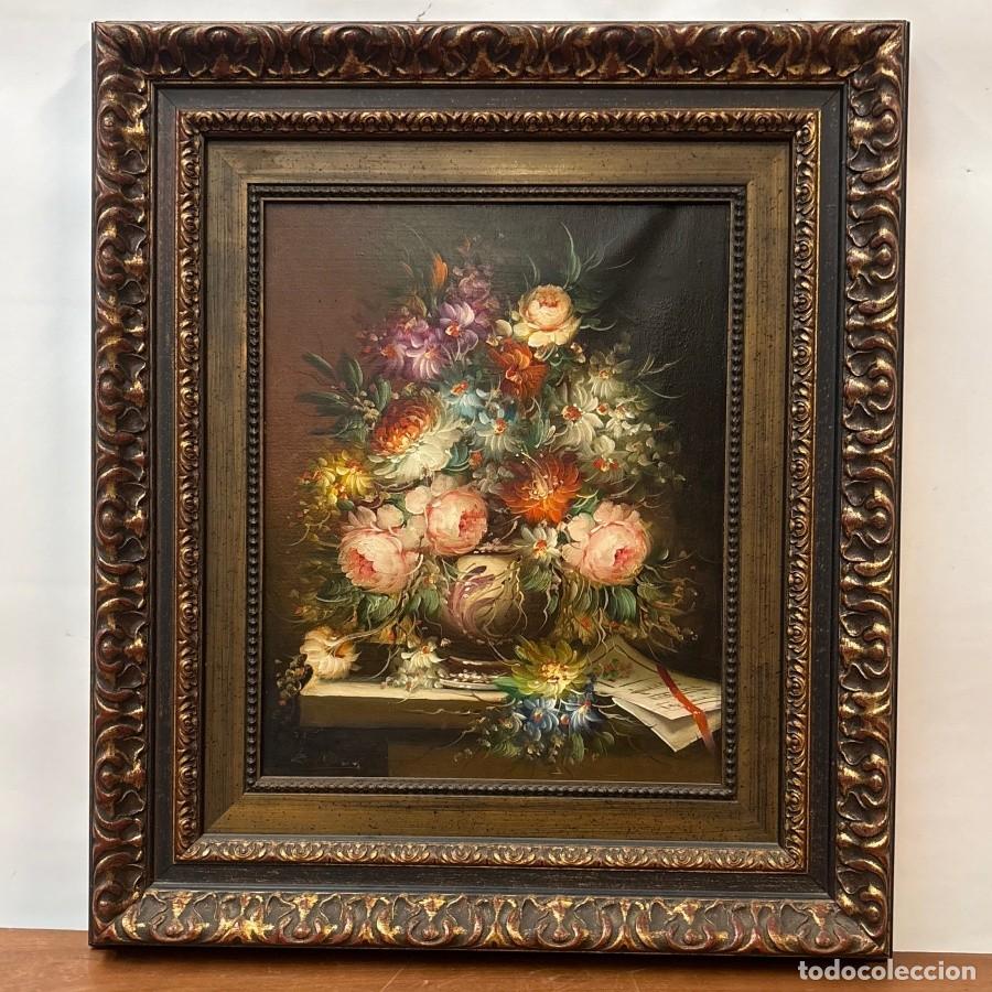 Arte: Bodeg&oacute;n Flores al &Oacute;leo Sobre Lienzo - Foto 1
