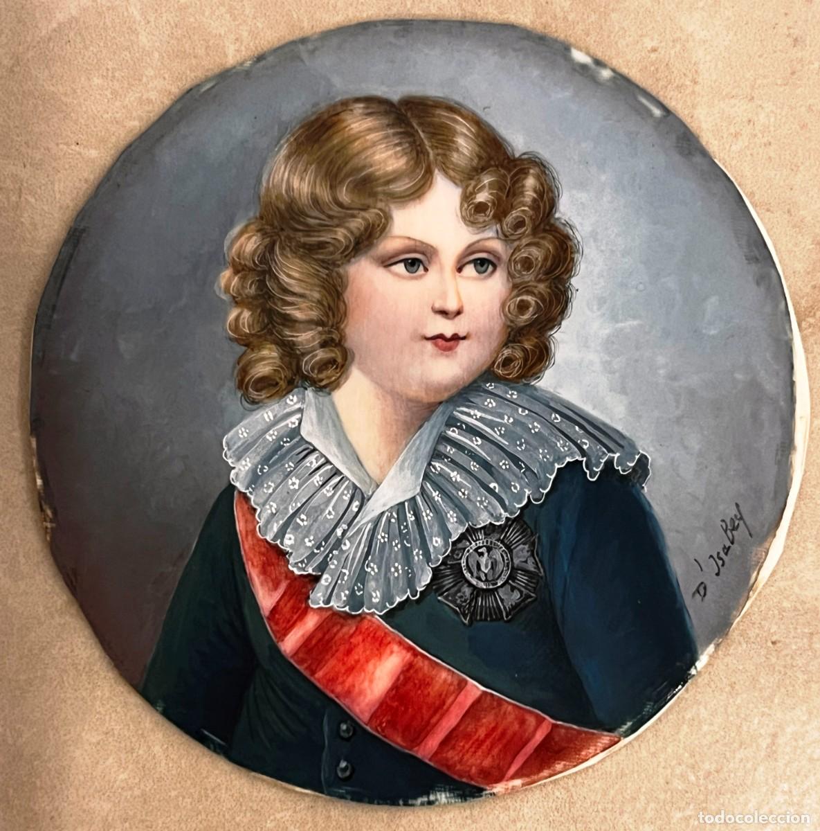 Arte: MINIATURA SOBRE MARFIL, DUQUE DE BURDEOS, FIRMADA J. ISABEY, FRANCIA SIGLO XIX