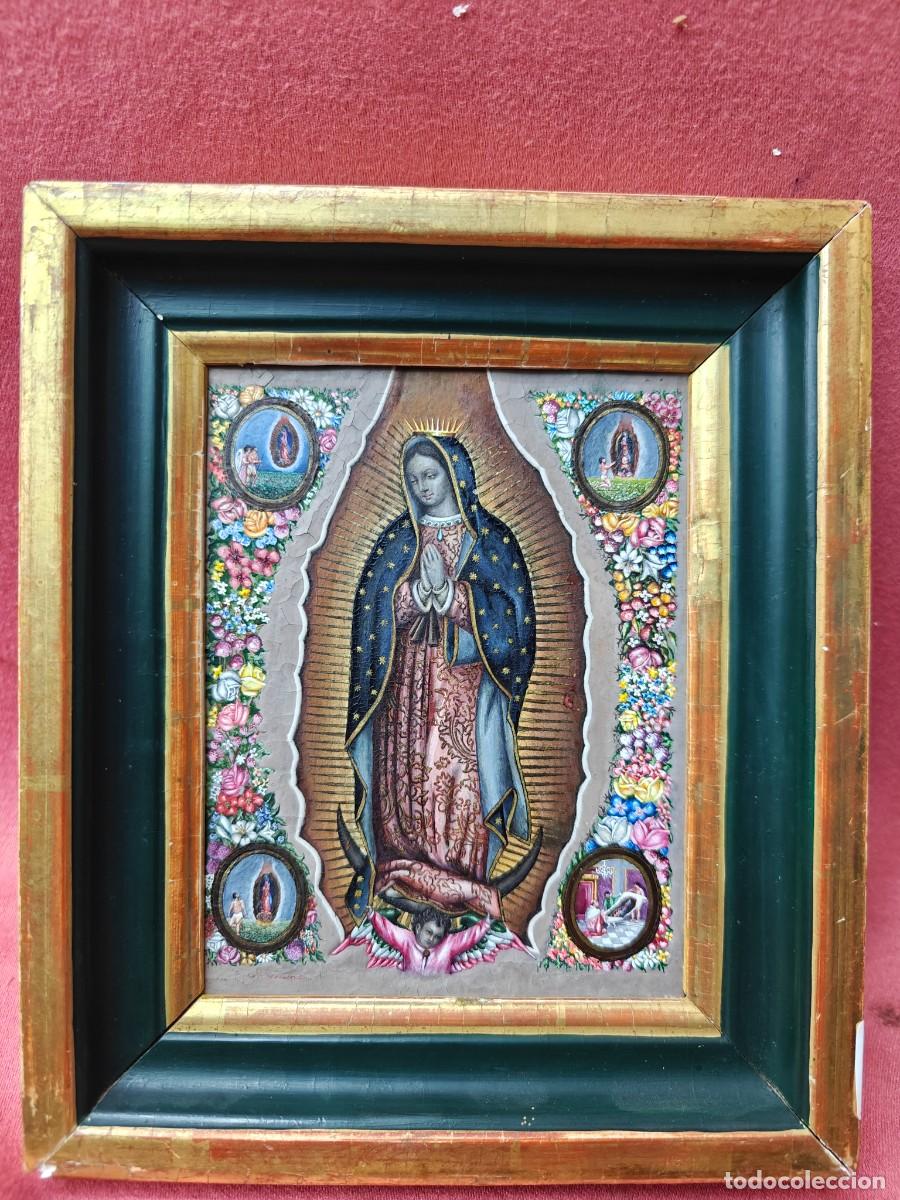 Art: ANTIGUA VIRGEN DE GUADALUPE DE M&Eacute;XICO &ndash; CON LAS CUATRO APARICIONES &ndash; PINTURA RELIGIOSA