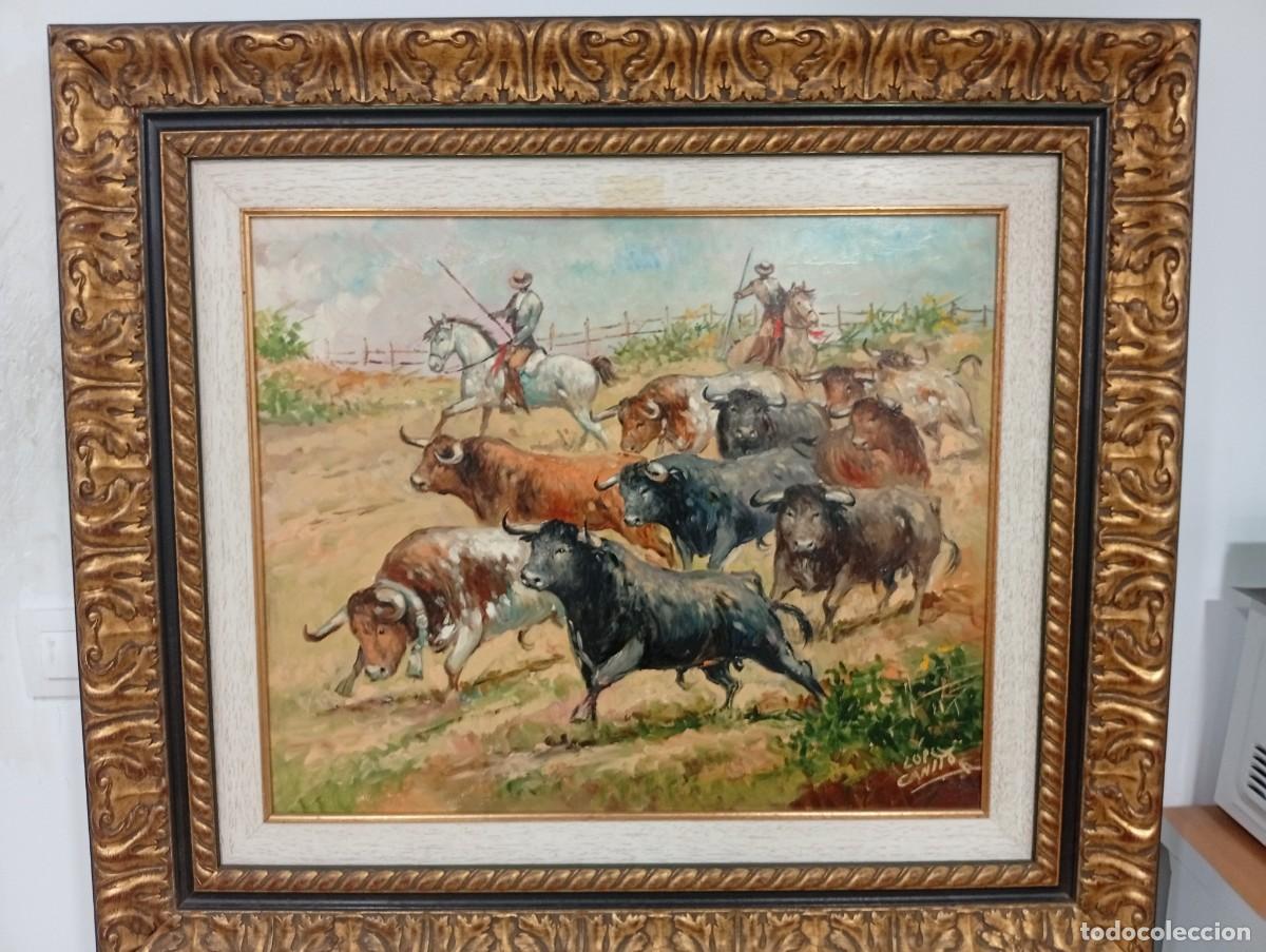 Arte: L&oacute;pez Canito - Escena taurina 95 x 84 cm. Firmado.