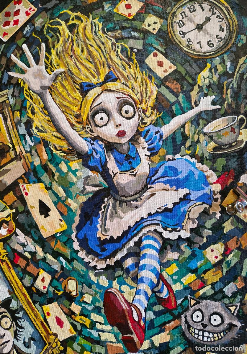 Arte: Alicia en el Pa&iacute;s de las Maravillas | Acr&iacute;lico sobre lienzo 40x60 cm | Pintado a mano