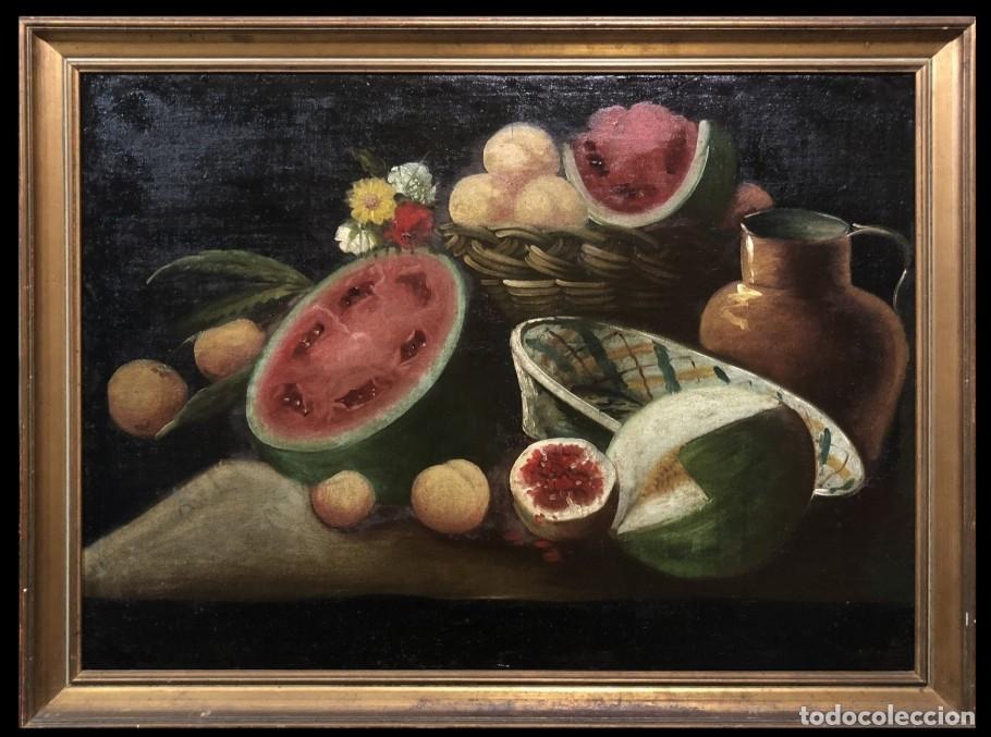 Arte: Escuela de Mallorca (c. 1800) &ndash; Naturaleza muerta con frutas y lebrillo de cer&aacute;mica de Felanitx