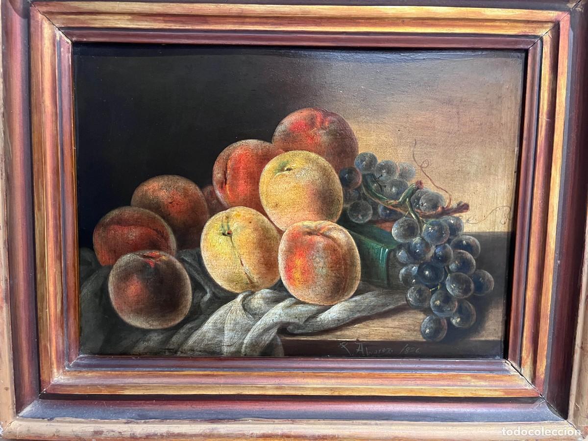 Arte: Bodegon oleo sobre chapa 1886 (P.Alvarez?) - Foto 1