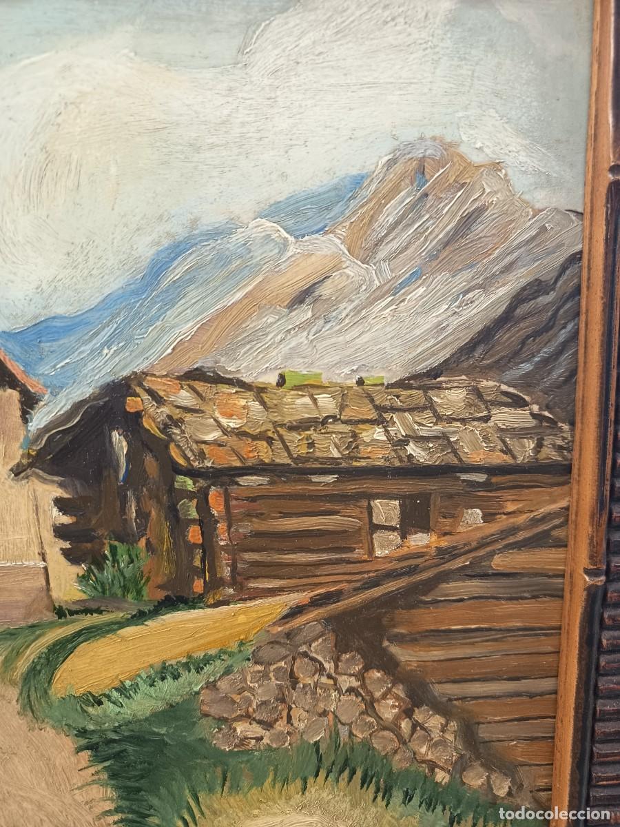 Arte: Antiguo &Oacute;leo sobre tabla Aldea - Foto 4