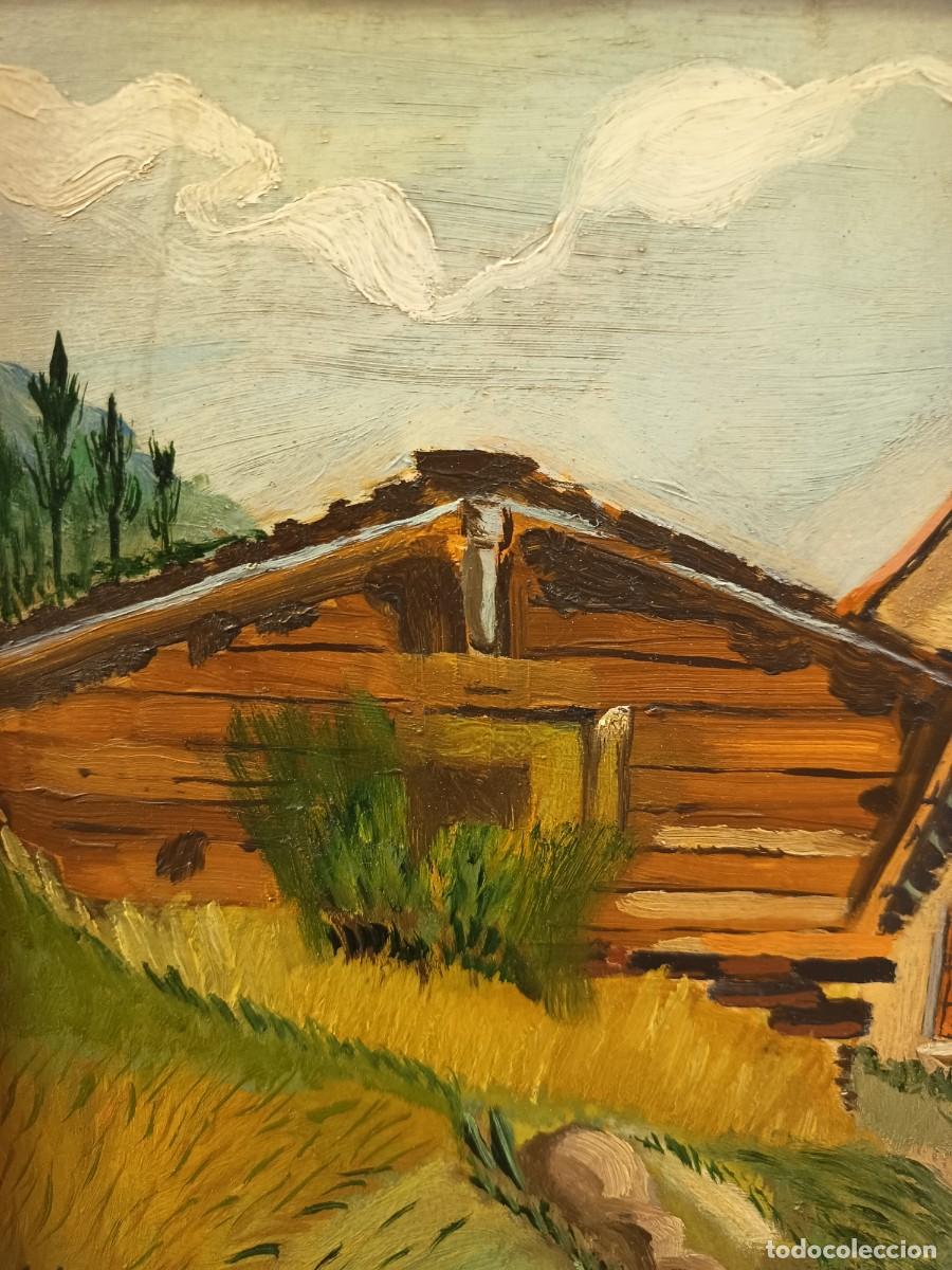 Arte: Antiguo &Oacute;leo sobre tabla Aldea - Foto 5