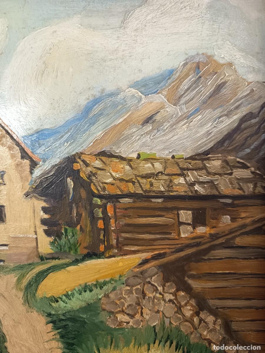 Arte: Antiguo &Oacute;leo sobre tabla Aldea - Foto 8