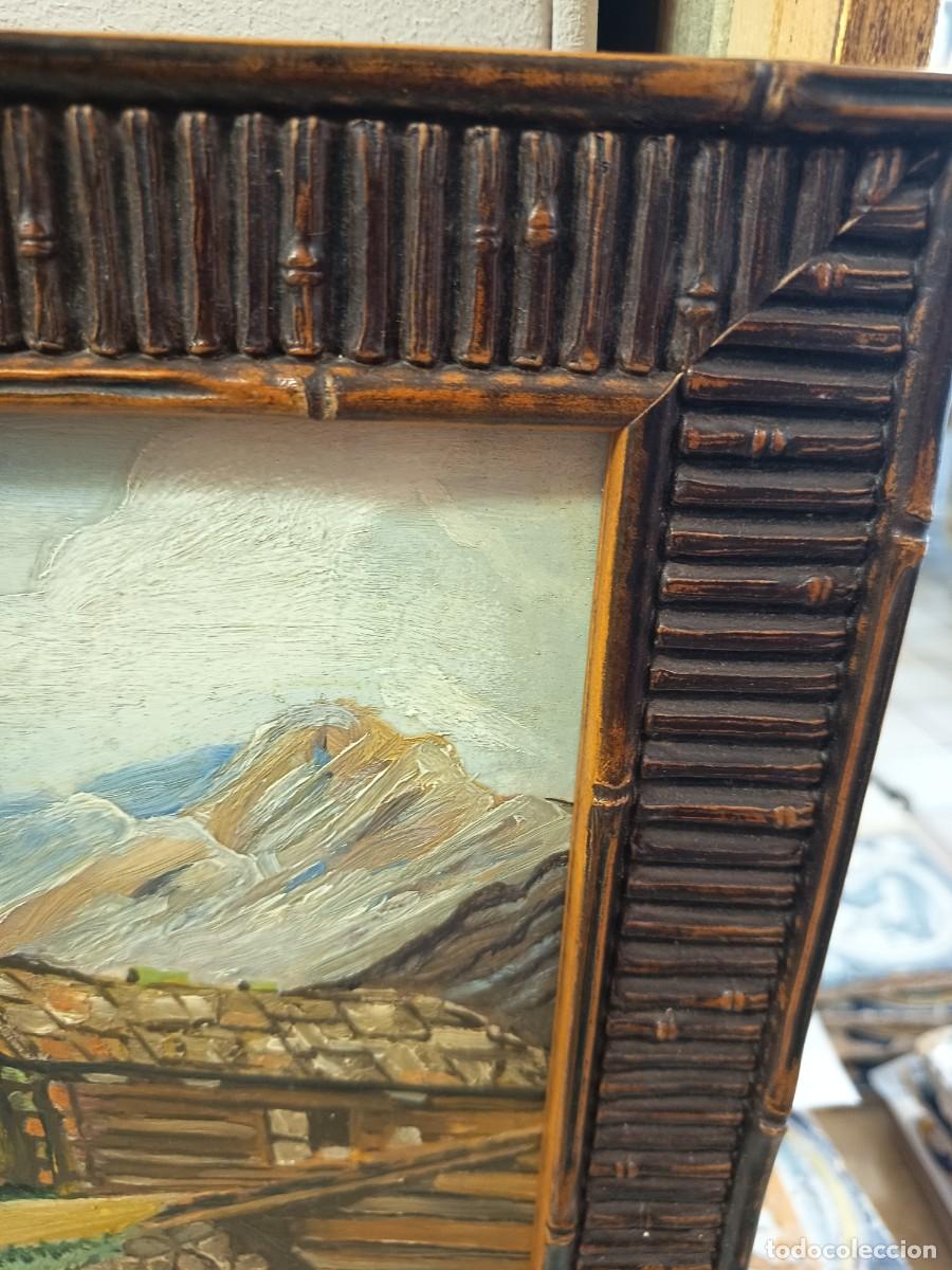 Arte: Antiguo &Oacute;leo sobre tabla Aldea - Foto 10