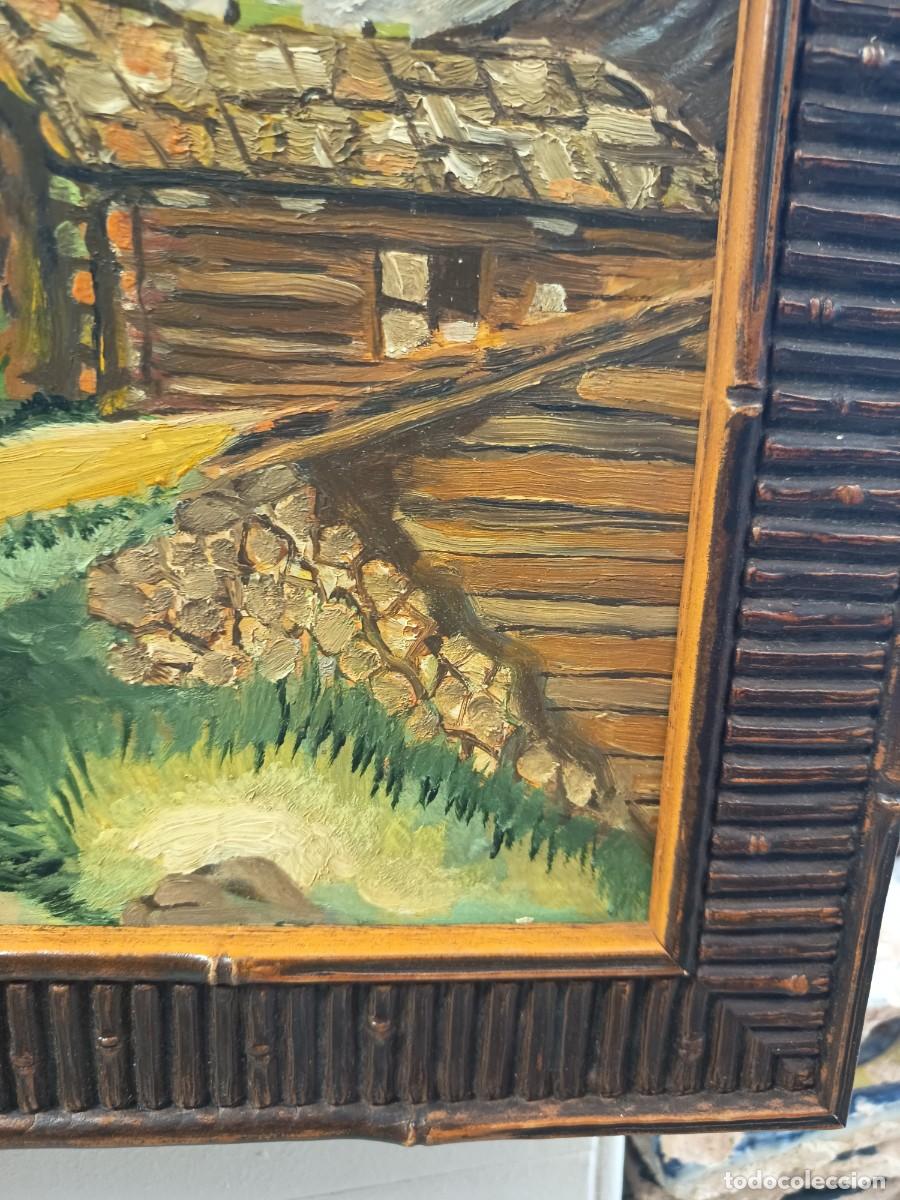 Arte: Antiguo &Oacute;leo sobre tabla Aldea - Foto 11