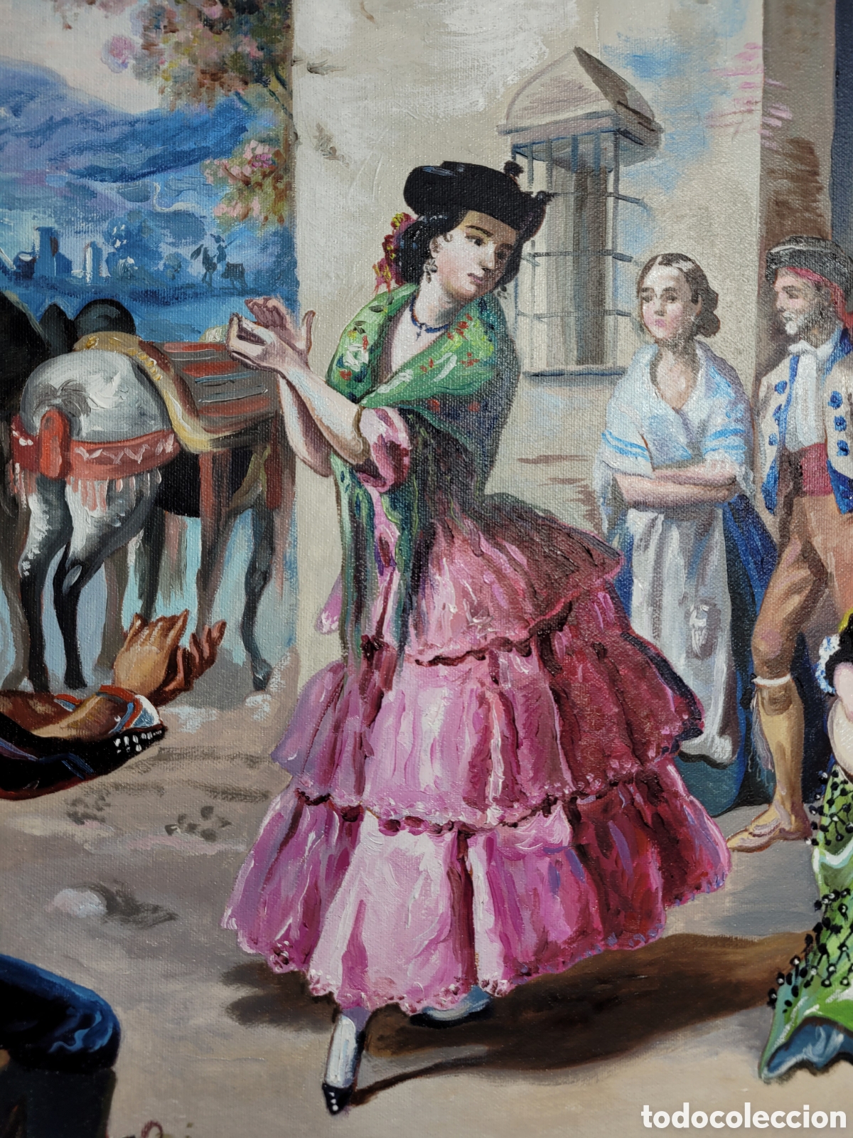 Arte: &Oacute;LEO LIENZO COSTUMBRISTA - Foto 2