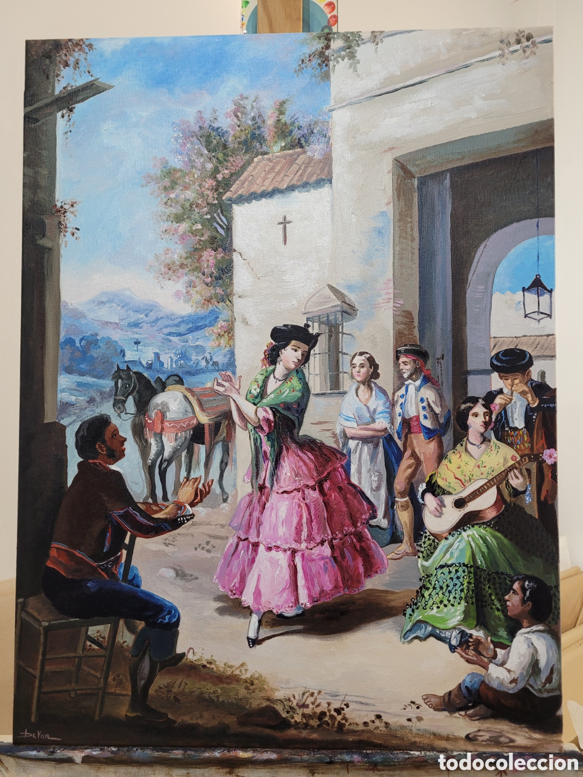 Arte: &Oacute;LEO LIENZO COSTUMBRISTA - Foto 8