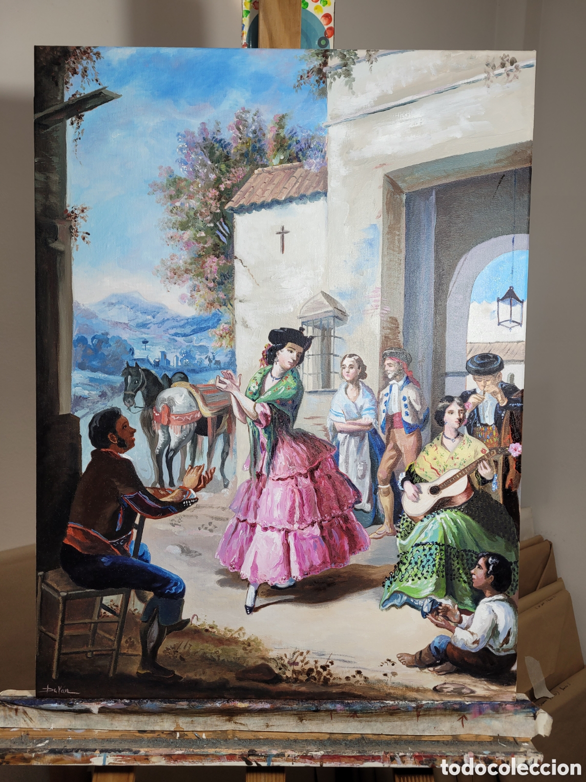 Arte: &Oacute;LEO LIENZO COSTUMBRISTA - Foto 1
