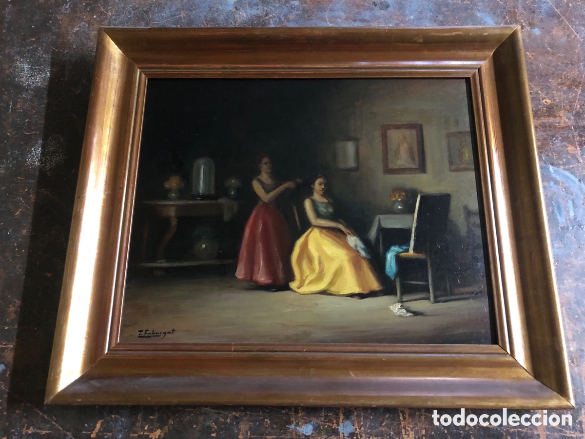 Arte: Oleo/lienzo firmado Tom&agrave;s fabregat medidas 40x32 con marco 51x43