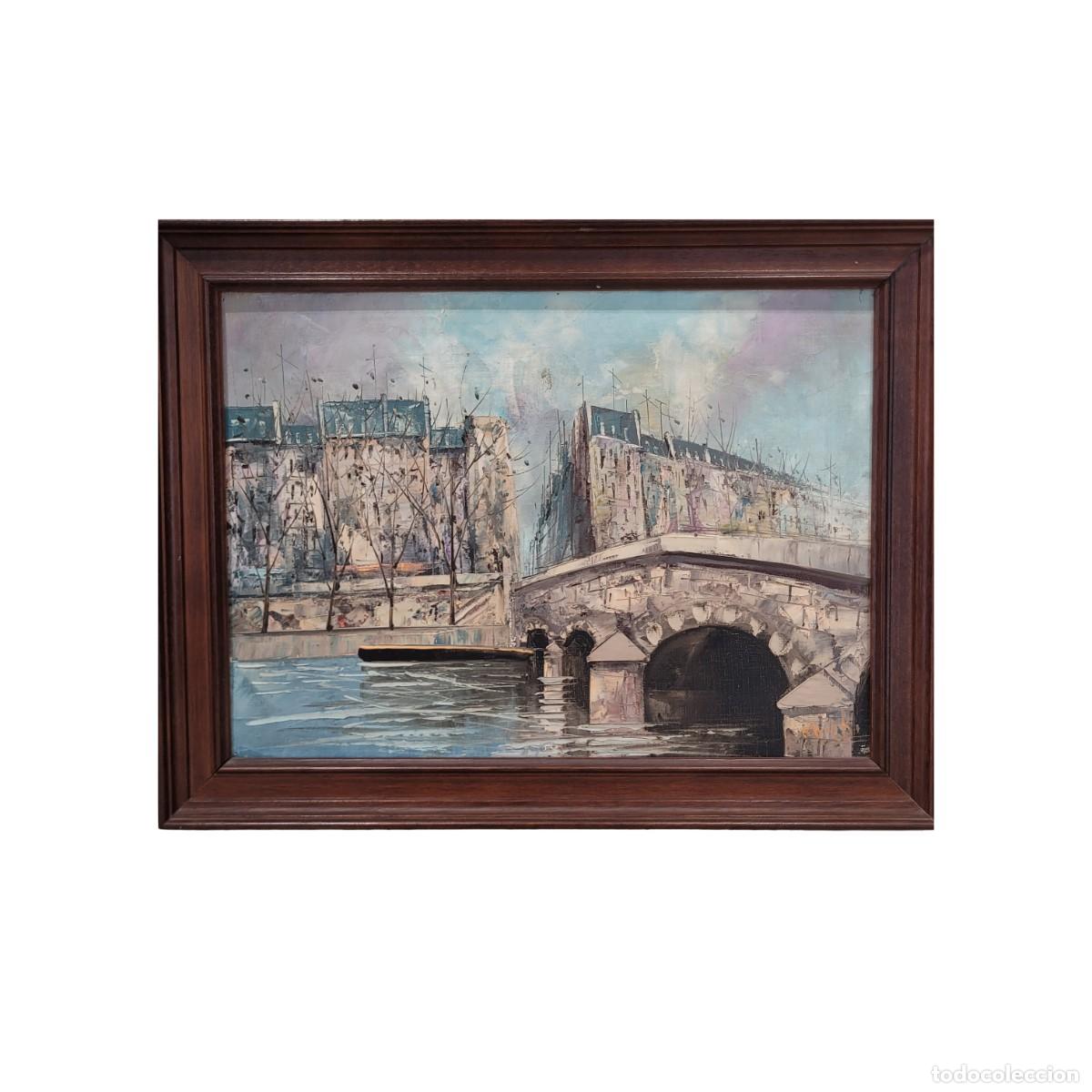 Arte: &Oacute;leo Vista del Sena y Pont Mary, s. XX - Francia