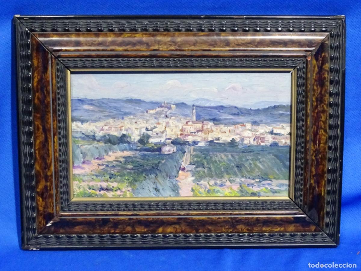 Arte: &Oacute;LEO SOBRE TABLA PUEBLO POR DETERMINAR. ANTONI LLOBET. CAMP DE TARRAGONA?