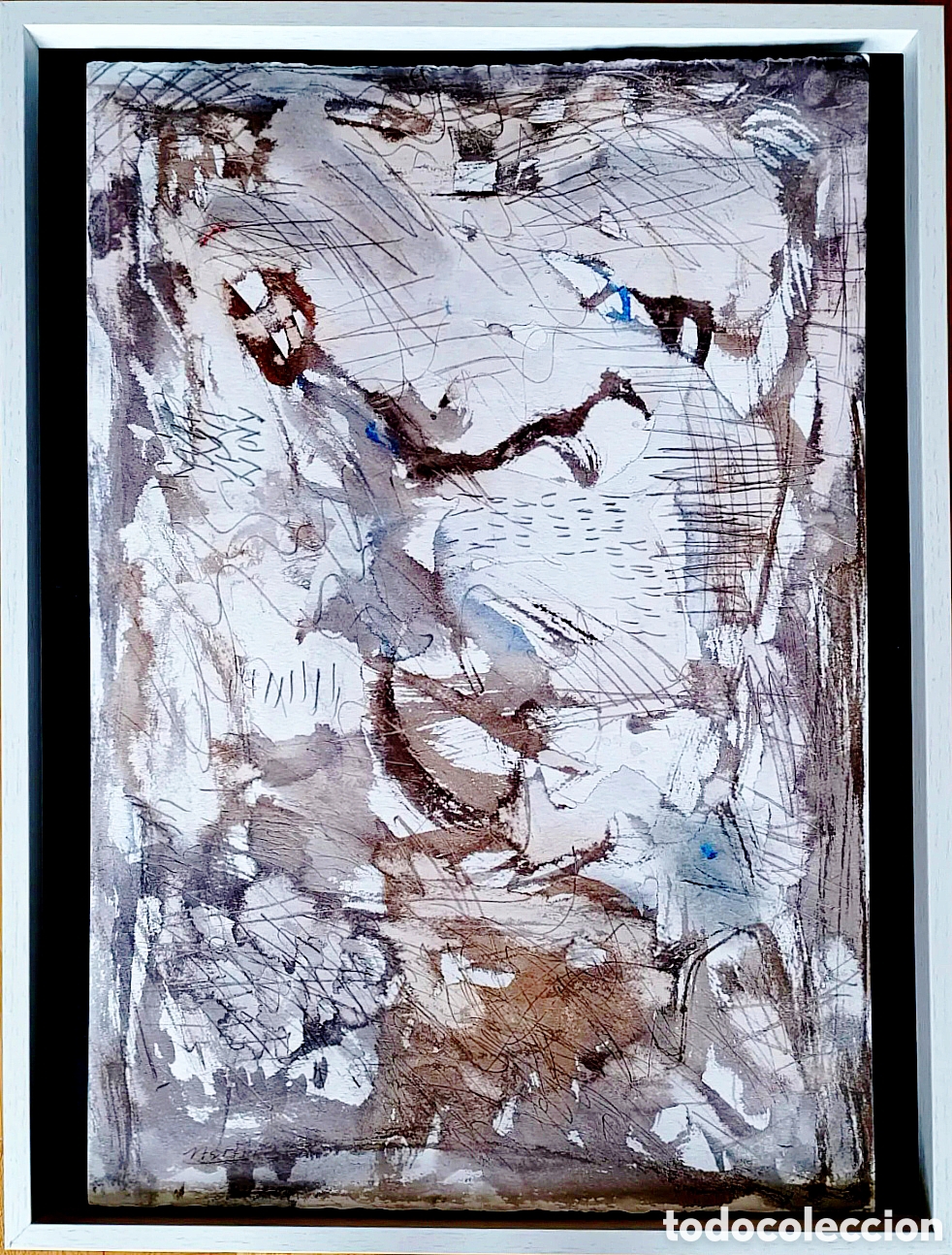 Kunst: Obra contempor&aacute;nea en t&eacute;cnica mixta firmada, 52&times;35 cm. Expresionismo abstracto