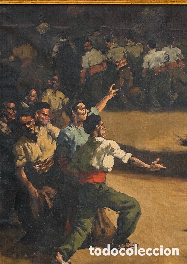 Arte: F. ECHAUZ. &ldquo;ENCIERRO&rdquo;. &Oacute;LEO SOBRE LIENZO. - Foto 2