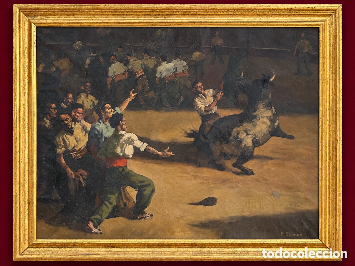 Arte: F. ECHAUZ. &ldquo;ENCIERRO&rdquo;. &Oacute;LEO SOBRE LIENZO.