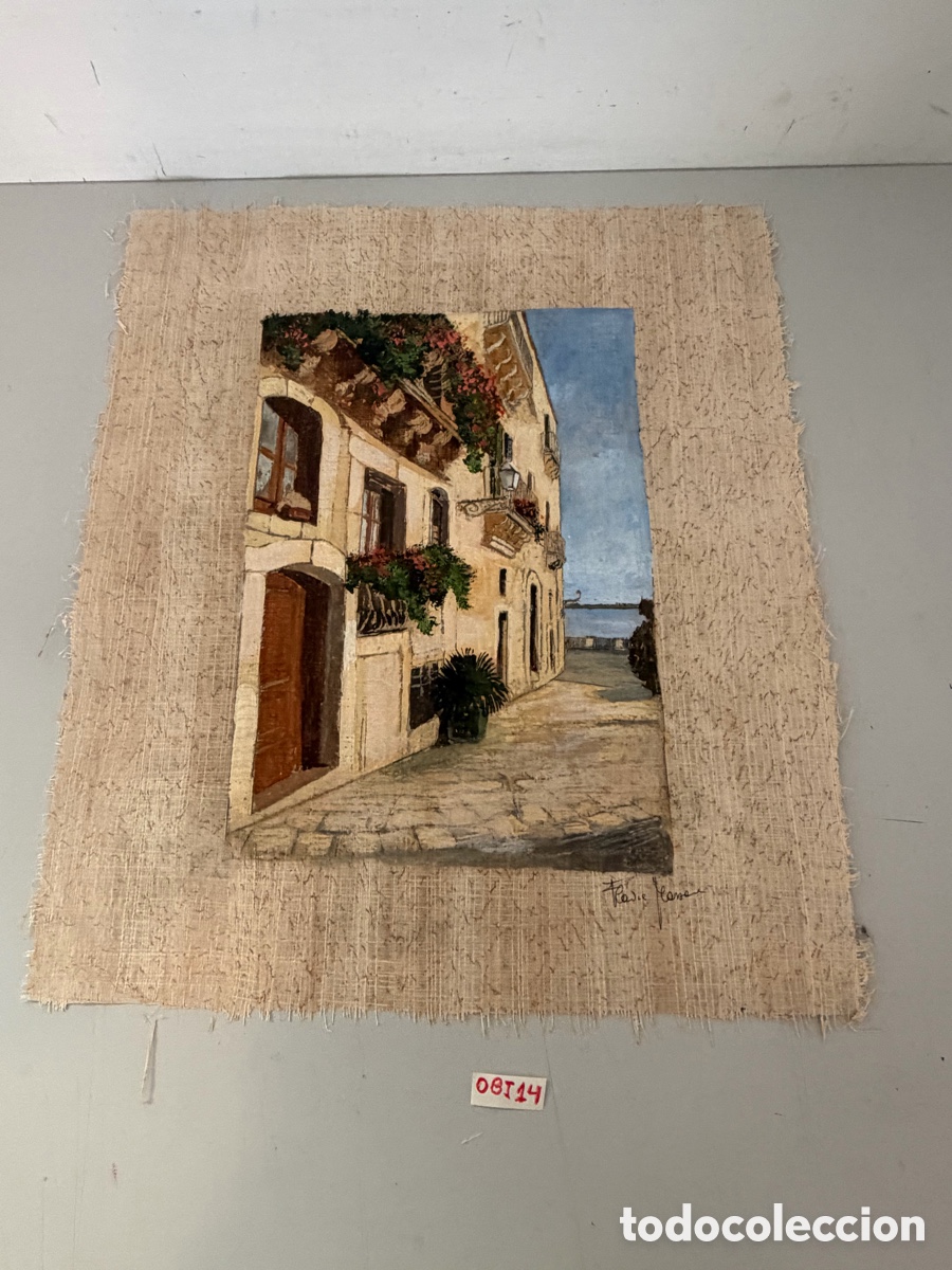 Art: &laquo;&Oacute;leo/Acr&iacute;lico sobre Papiro R&uacute;stico - Calle Mediterr&aacute;nea Costera por Flavio Massa