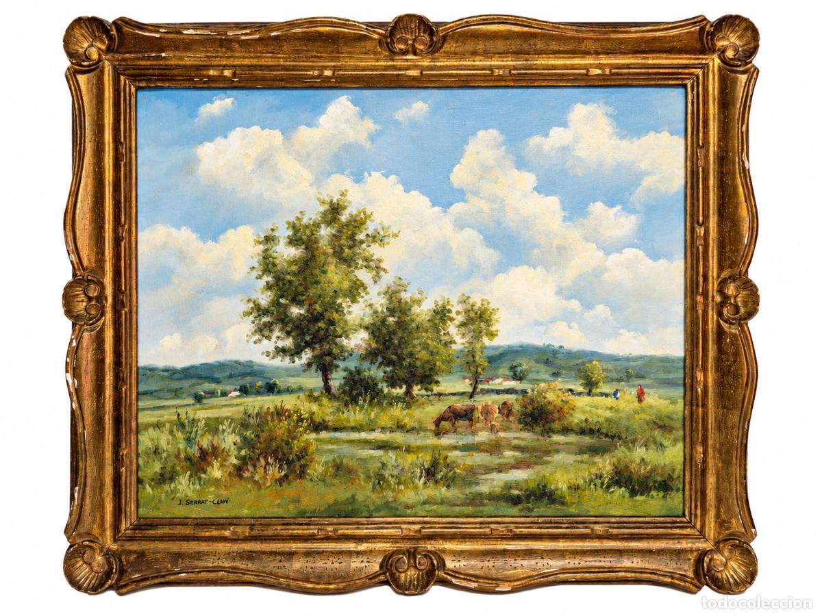 Kunst: Josep Serrat Calv&oacute; (1927-1973) - Paisaje - Escuela de Olot - &Oacute;leo sobre Lienzo