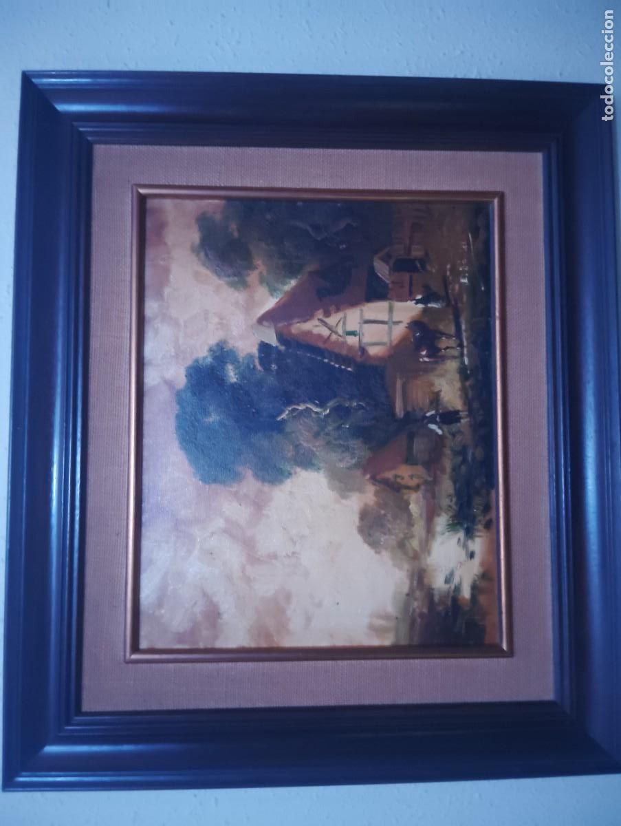 Arte: Pareja de &oacute;leos sobre lienzo - paisajes escuela holandesa - firmados E. Daniel - 60&times;50