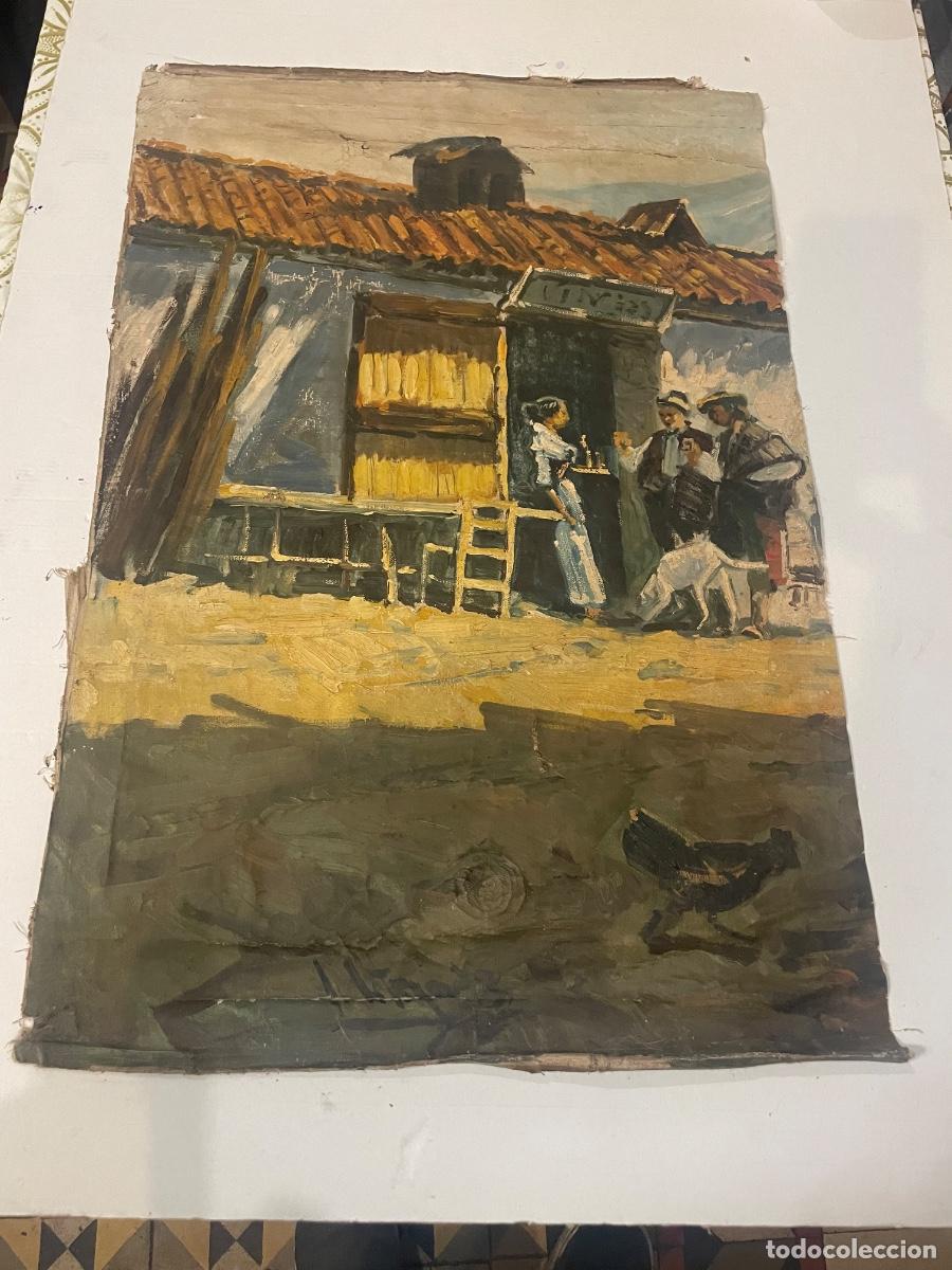 Arte: ANTIGUA PINTURA AL OLEO SOBRE TELA , TEMA RURAL COSTUMBRISTA - NO PODEMOS DESCIFRAR LA FIRMA