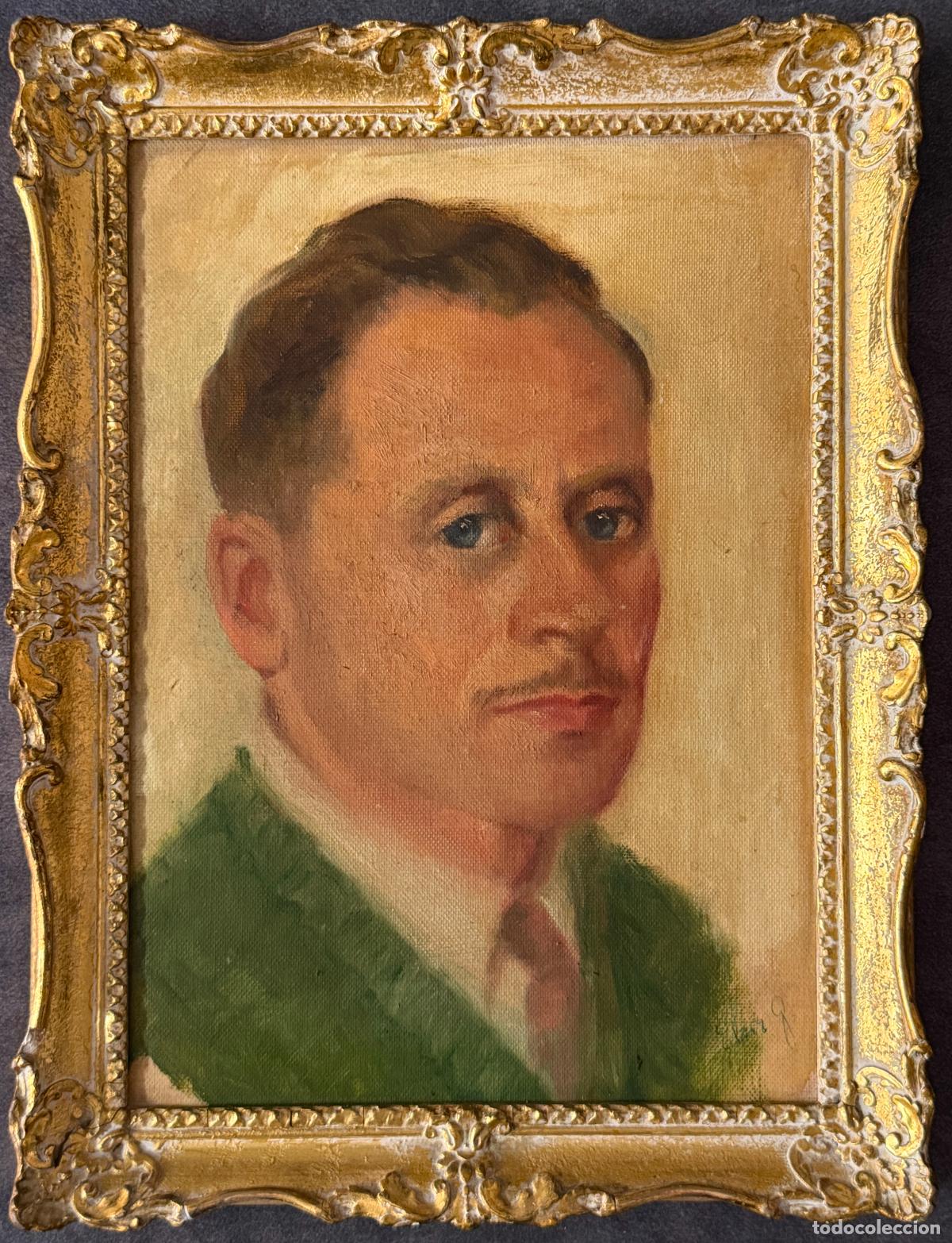 Arte: &Oacute;leo sobre tabla , firmado , retrato , ca. 1950