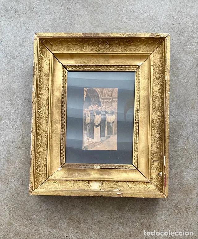 Arte: George Bagge, monjes haciendo muecas, escuela francesa, acuarela, siglo XIX, firmada, con marco.