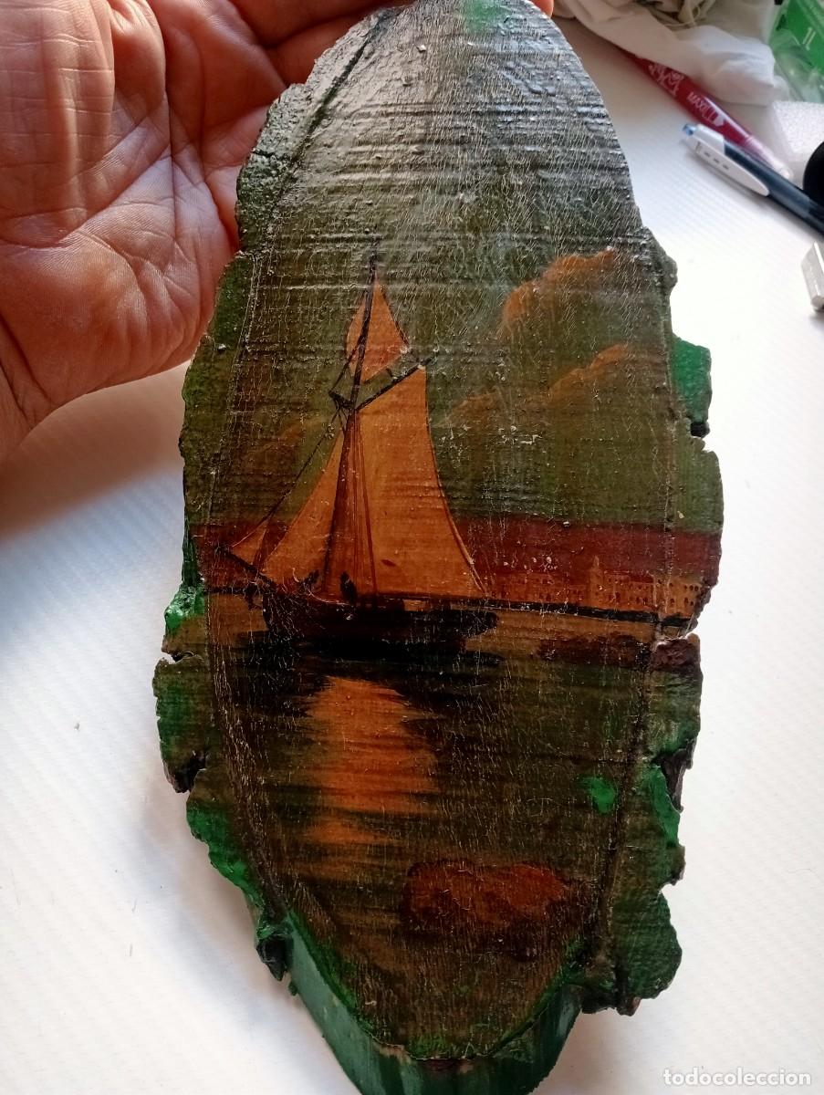 Art: ANTIGUA PINTURA SOBRE RODAJA DE MADERA OLEO