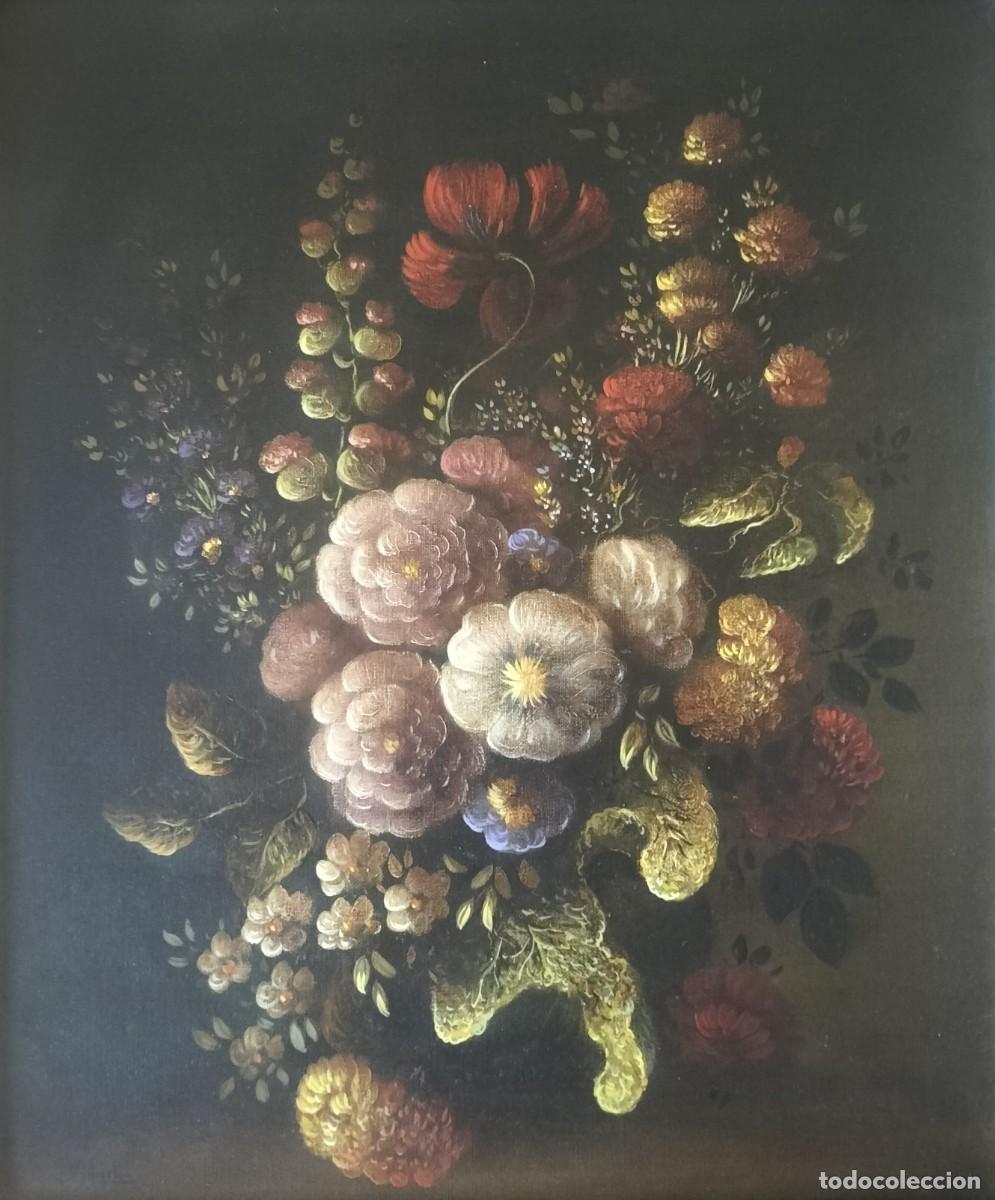 Arte: &Oacute;leo sobre Lienzo &ndash; Florero Barroco - J. M. Angulo (Esc. Cordobesa c. 1988)